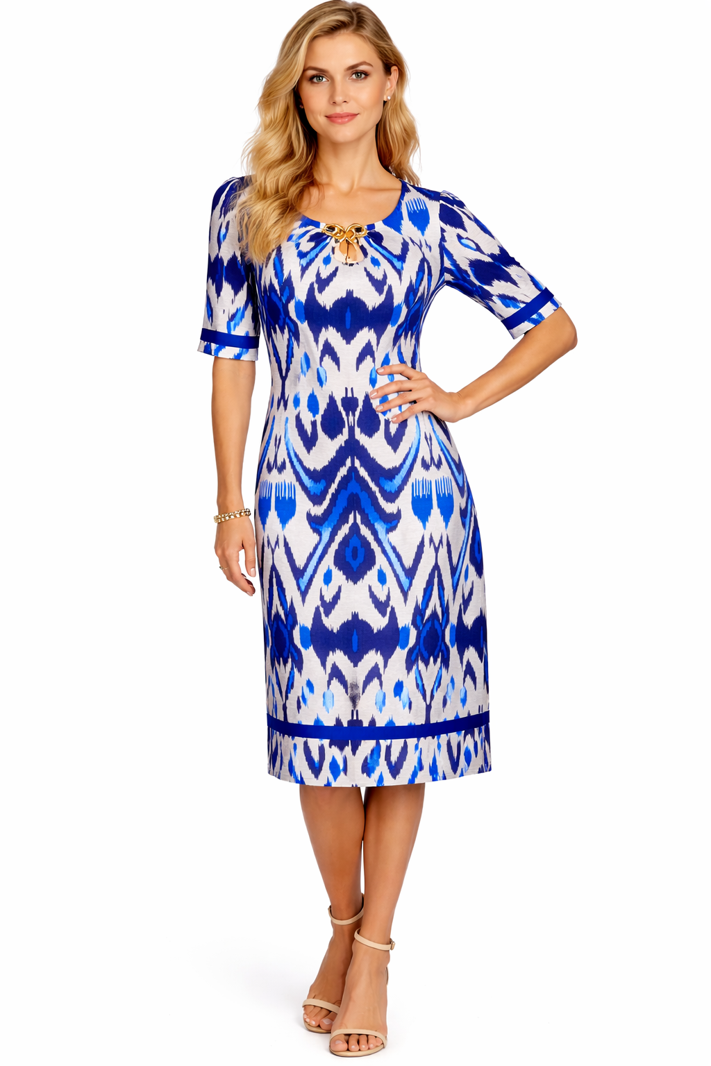 Φόρεμα εμπριμέ μπλε