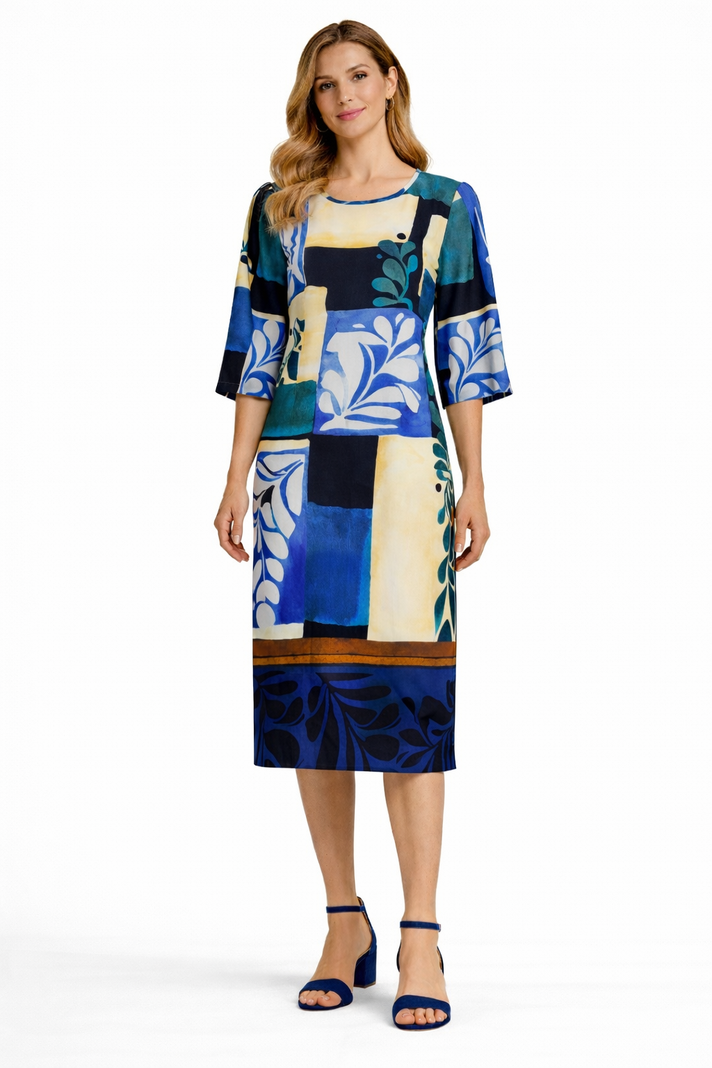 Φόρεμα εμπριμέ τρουακάρ μανίκια