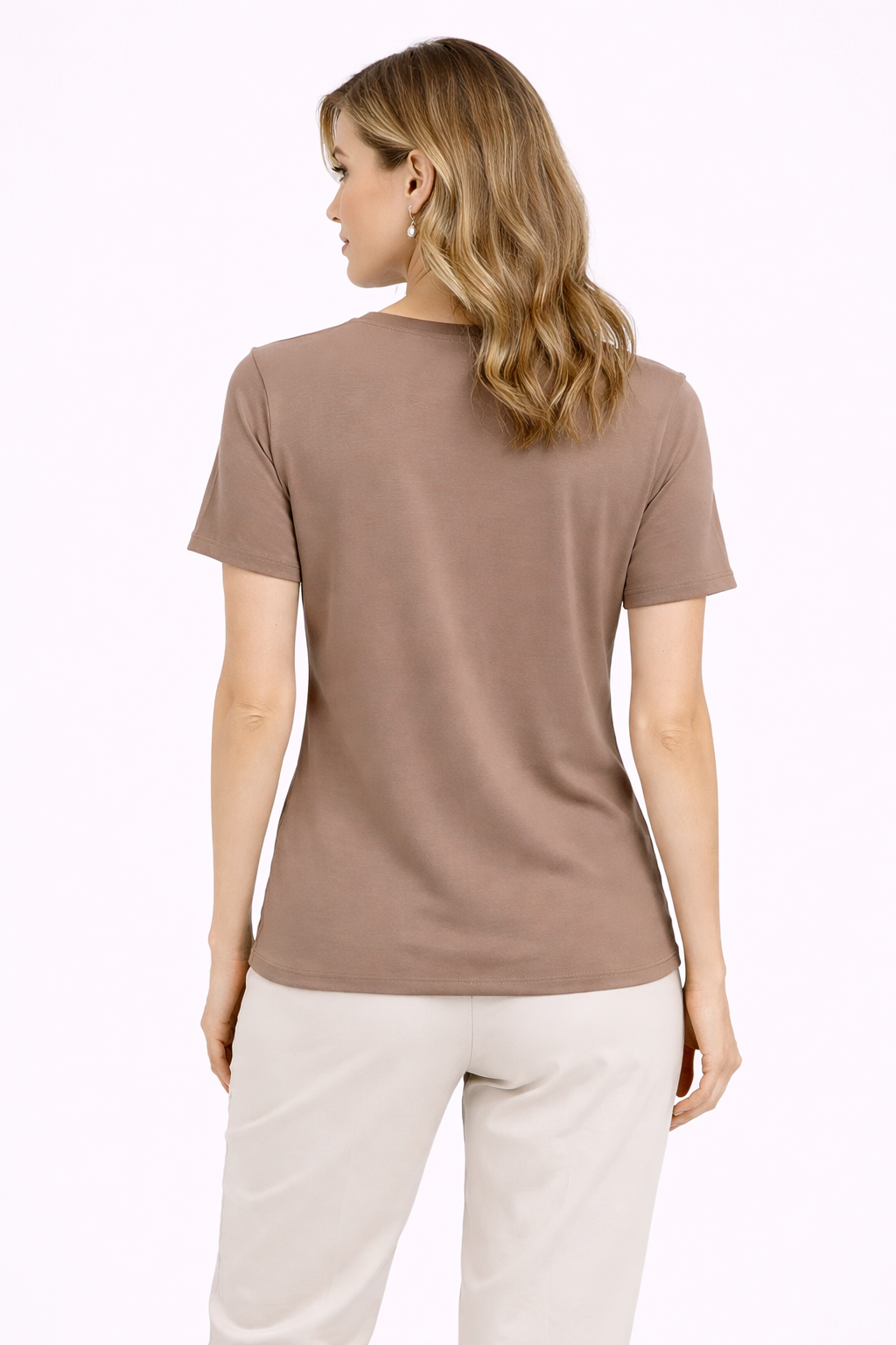 Μπλούζα βισκόζ μπεζ με ρίγες