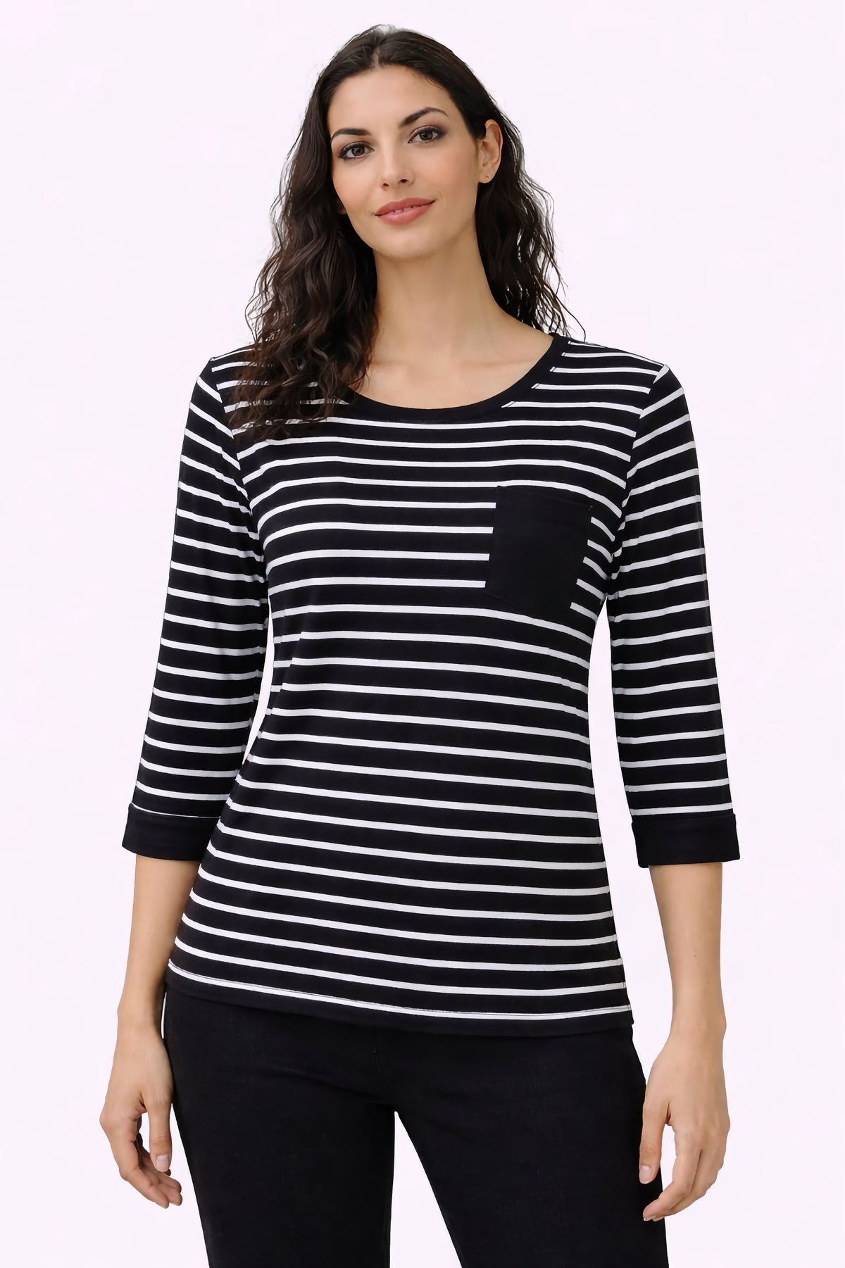 Μπλούζα βισκόζ μαρινιέρα μαύρο άσπρο