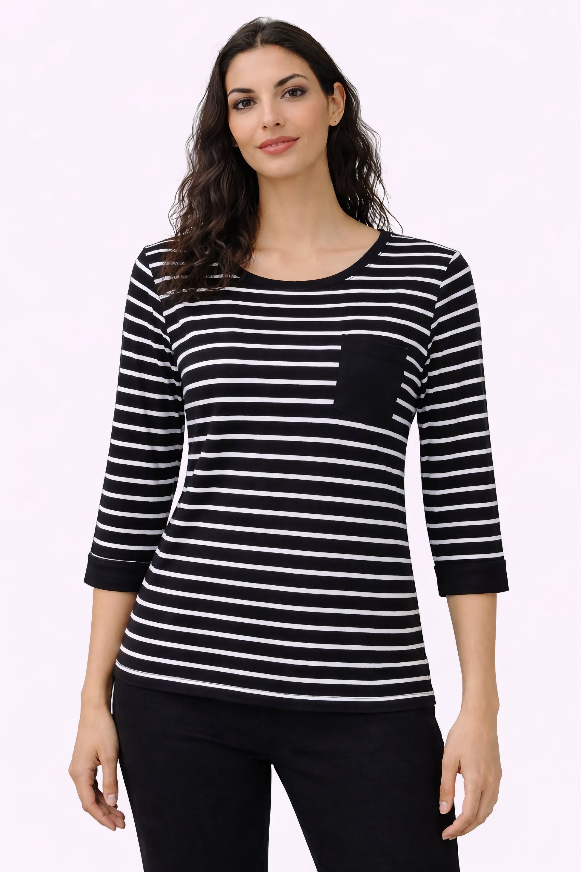 Μπλούζα βισκόζ μαρινιέρα μαύρο άσπρο