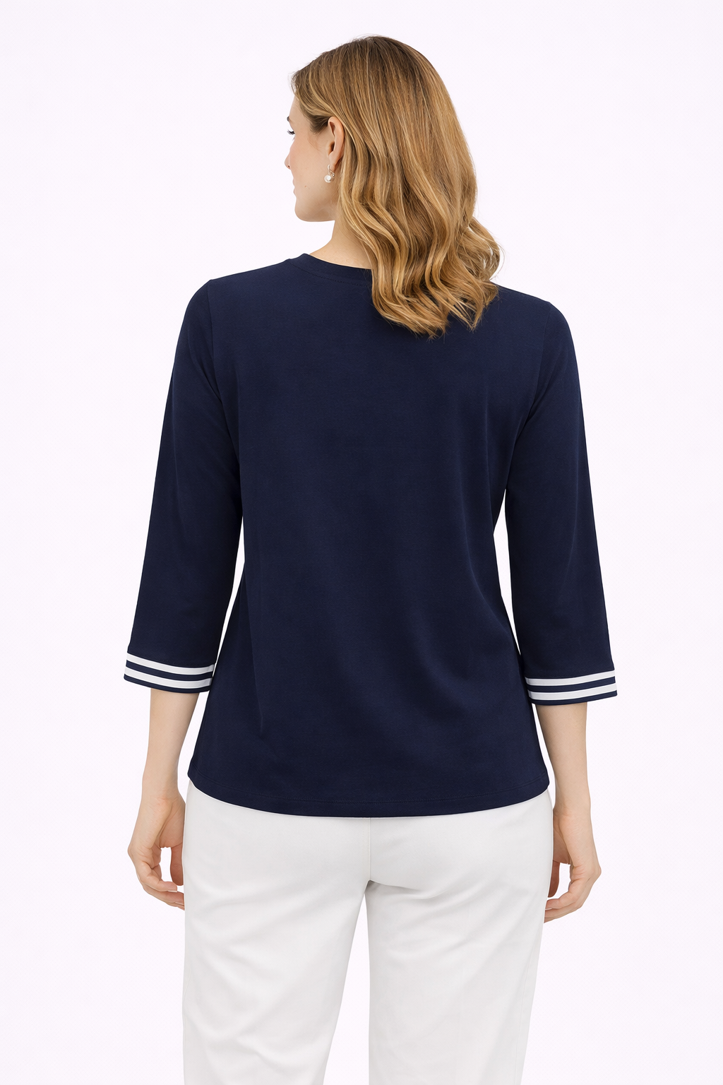 Μπλούζα βισκόζ μπλε τρουακάρ μανίκια