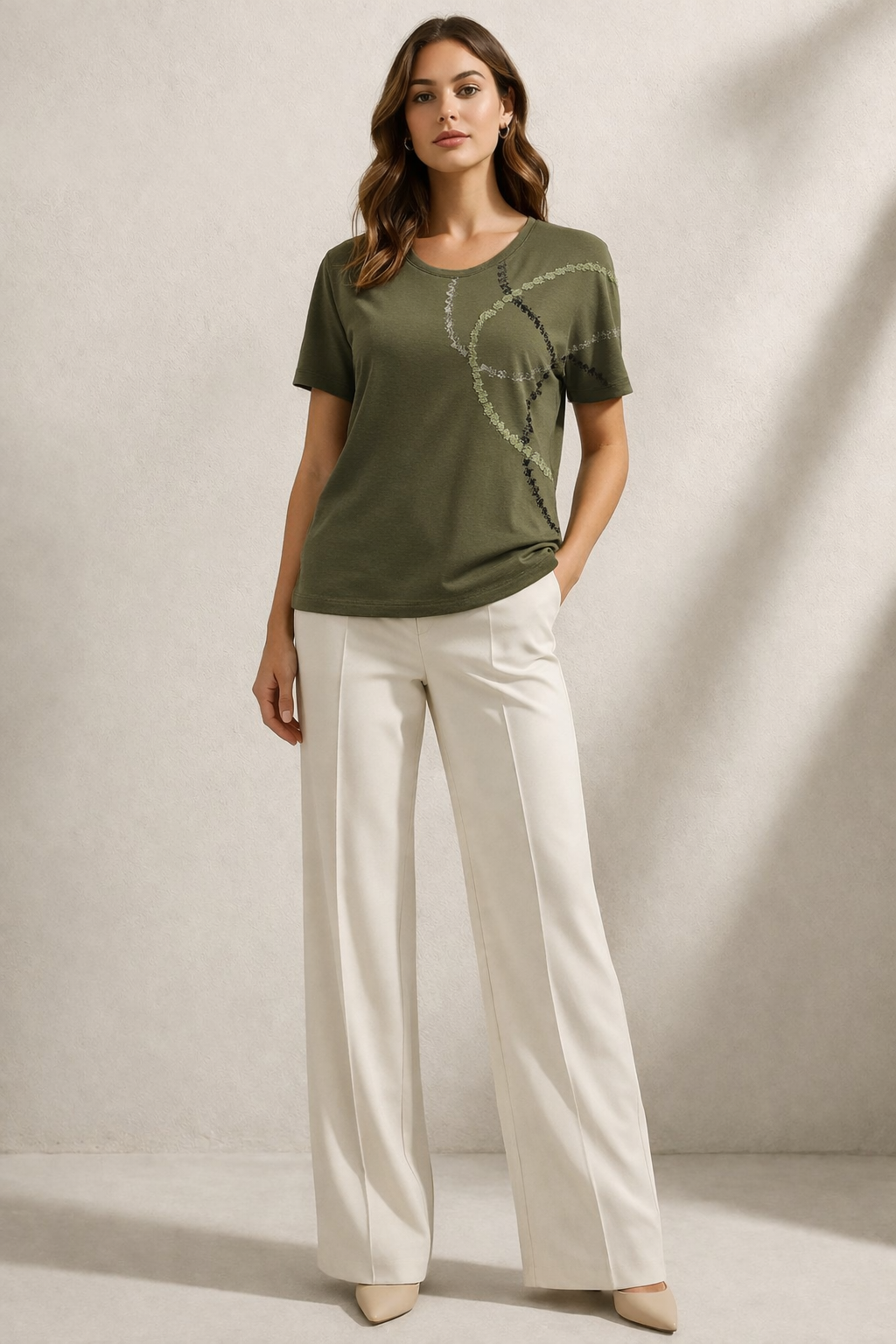 Μπλούζα βισκόζ λαδί