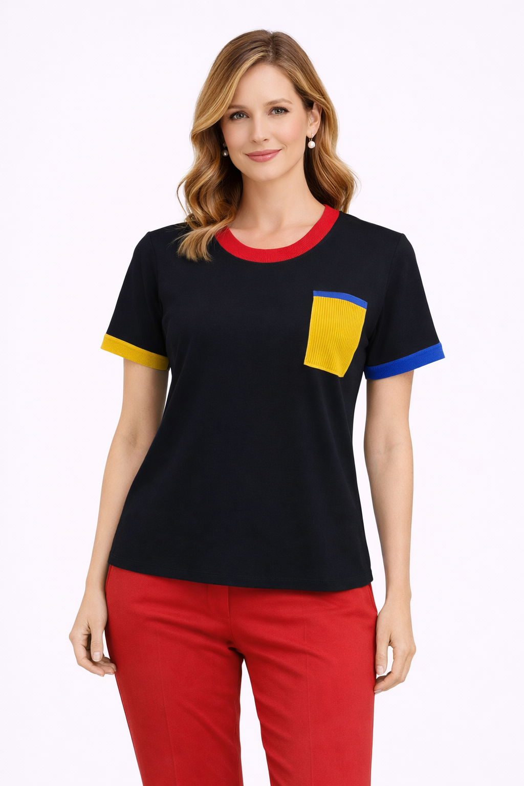 Μπλούζα βισκόζ με τσέπη