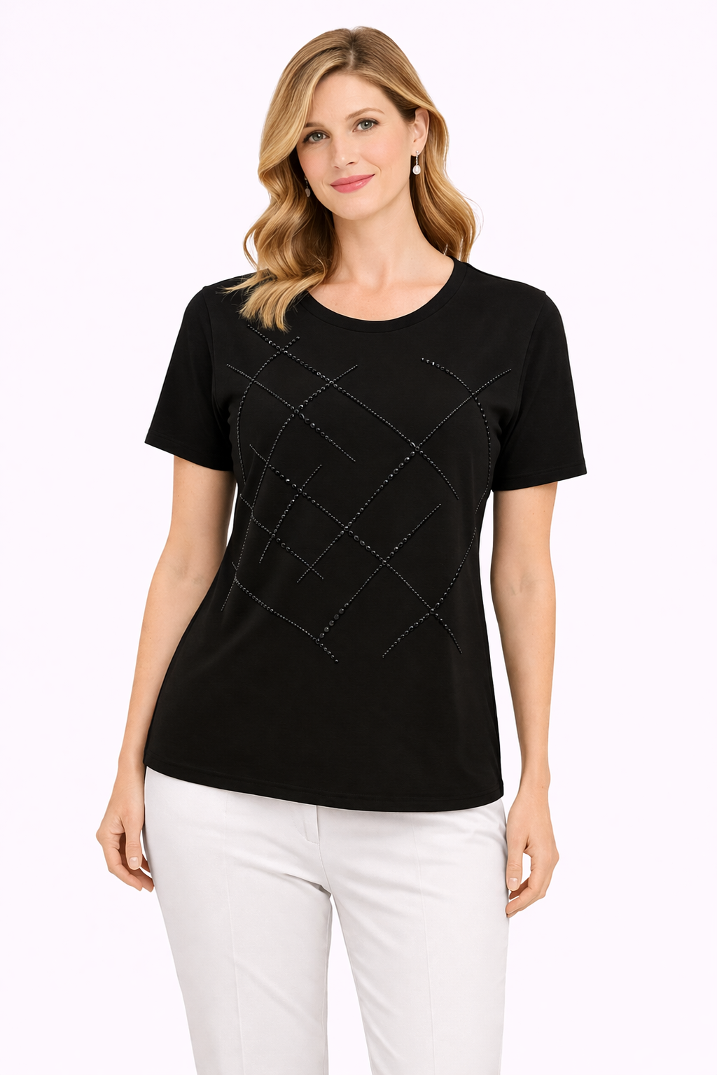 Μπλούζα βισκόζ μαύρη με στρας