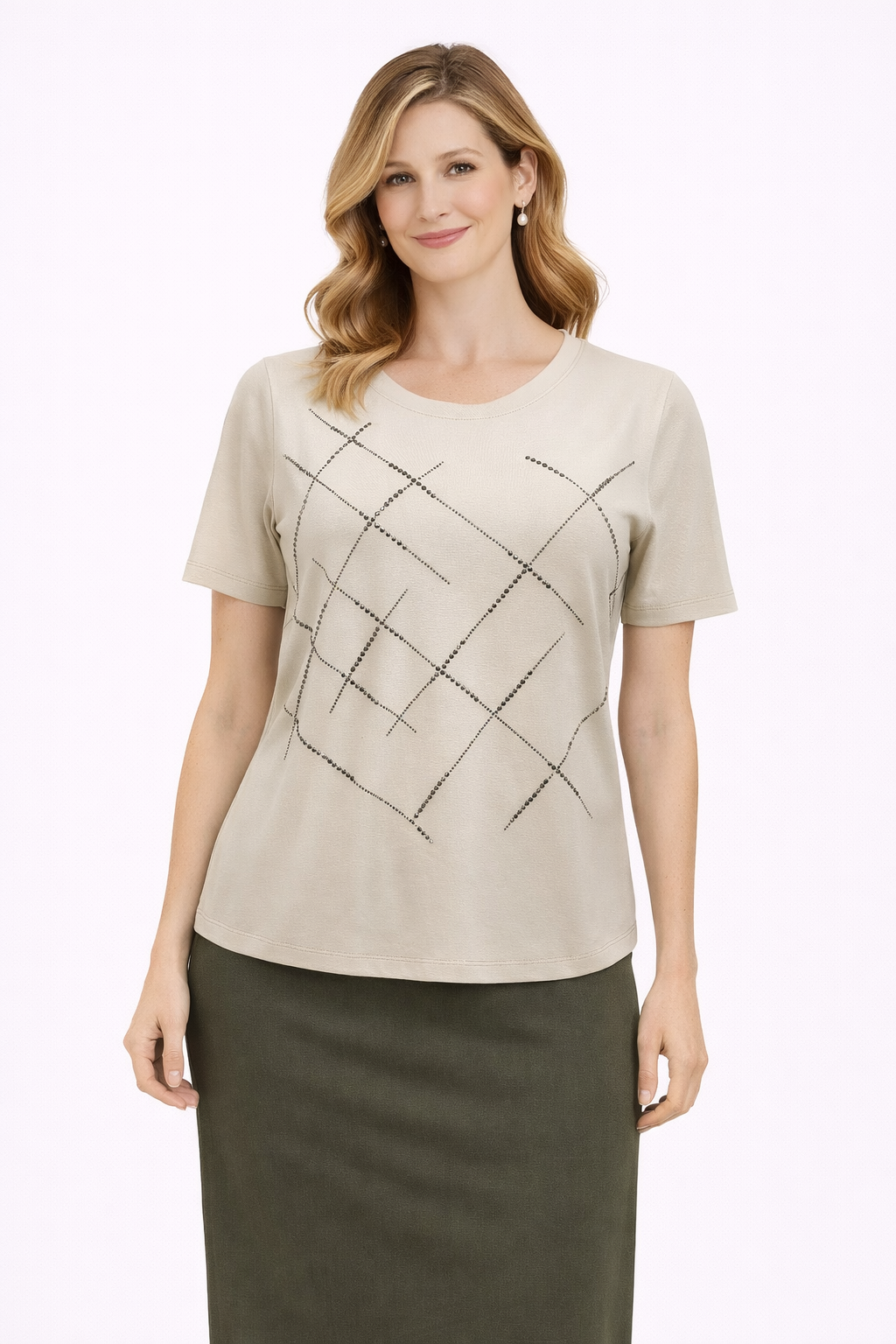 Μπλούζα βισκόζ εκρού με στρας