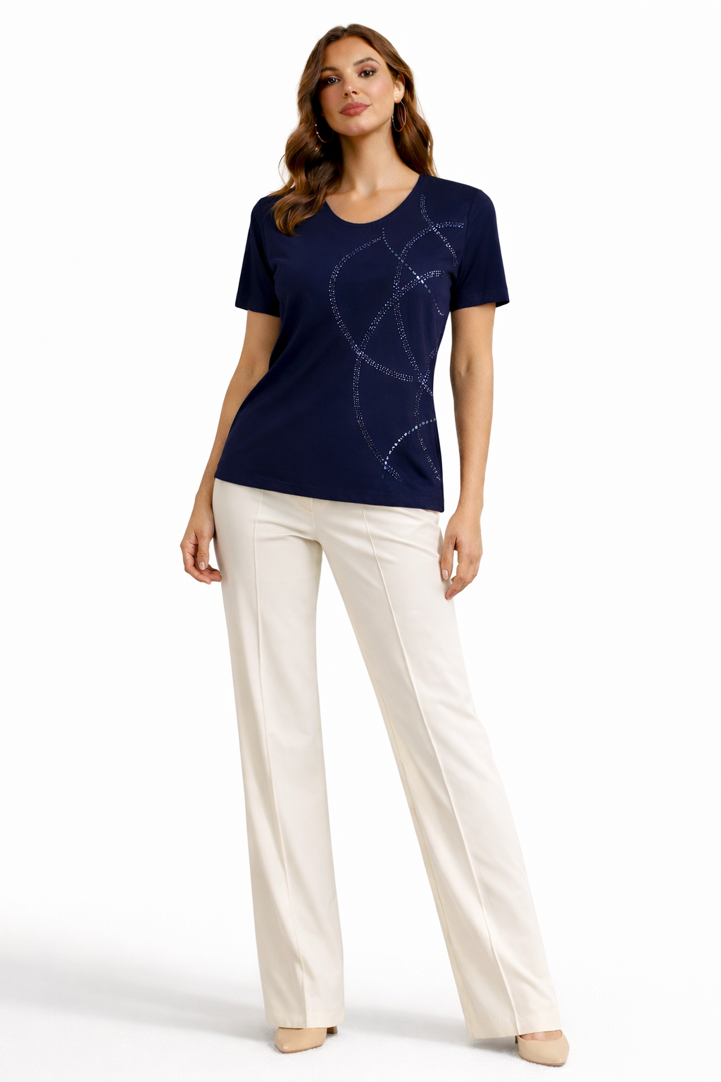 Μπλούζα βισκόζ μπλε στρας