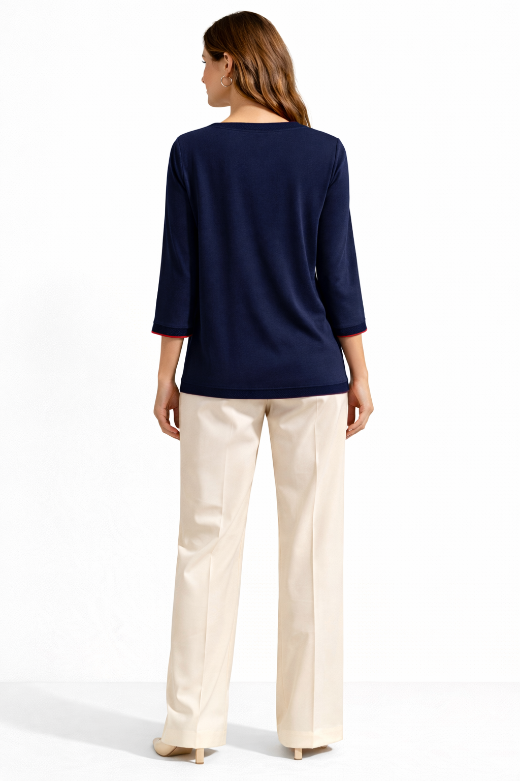 Μπλούζα βισκόζ με τρουακάρ μανίκια μπλε