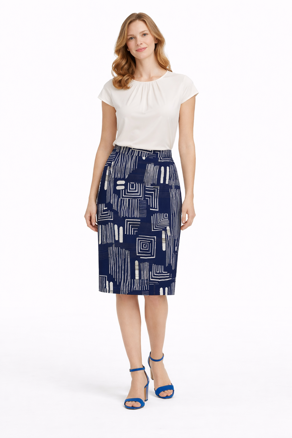 Φούστα λινή μπλε εκρού