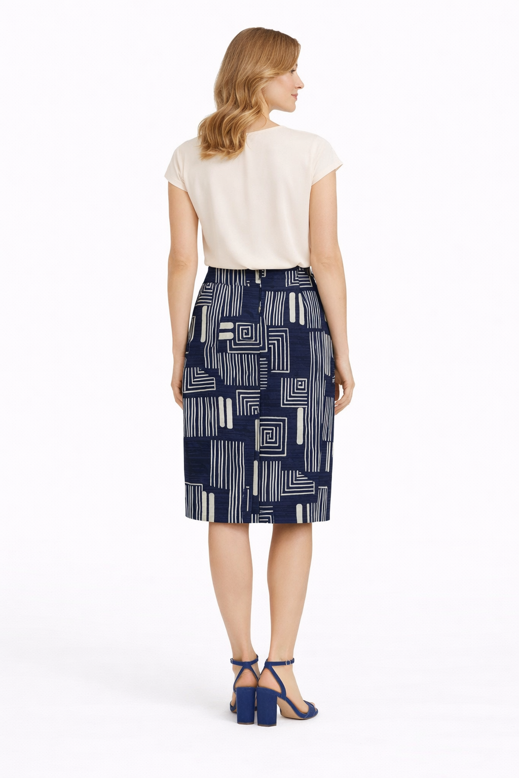 Φούστα λινή μπλε εκρού