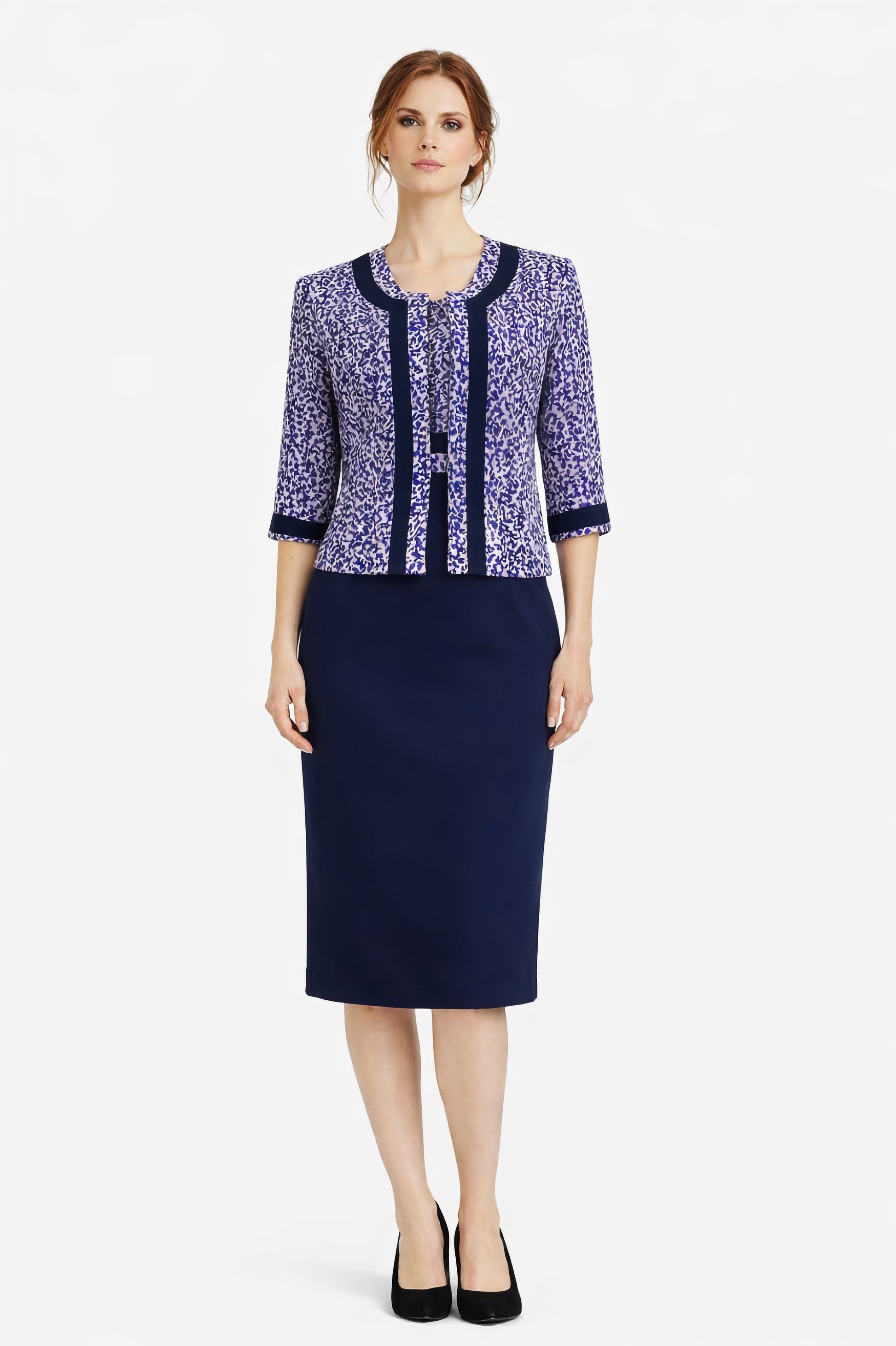 Σετ φόρεμα μπολερό μπλε με μωβ λιλά