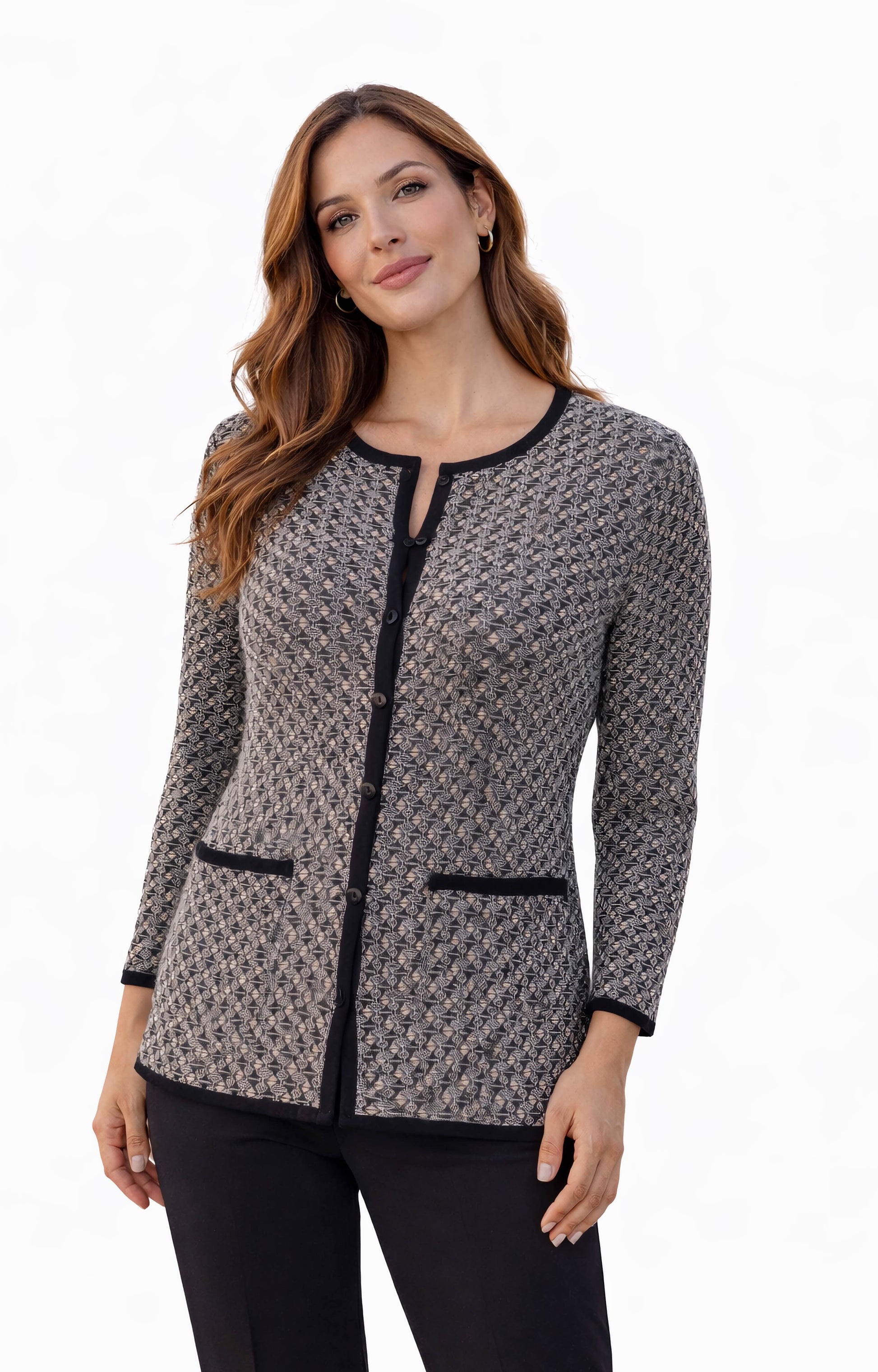 Ζακέτα πλεκτή μαυρόασπρη