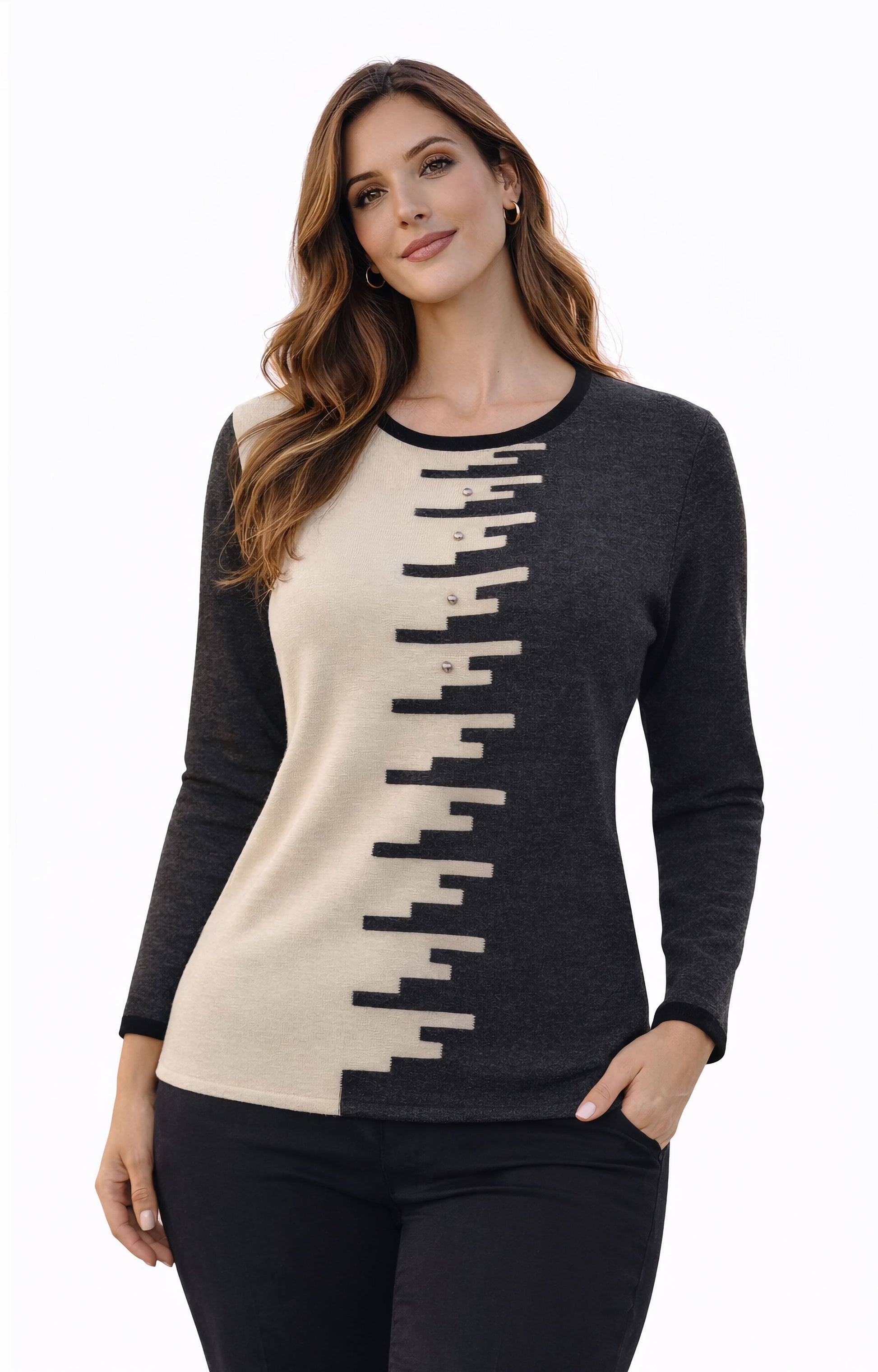 Μπλούζα πλεκτή γκρι μπεζ