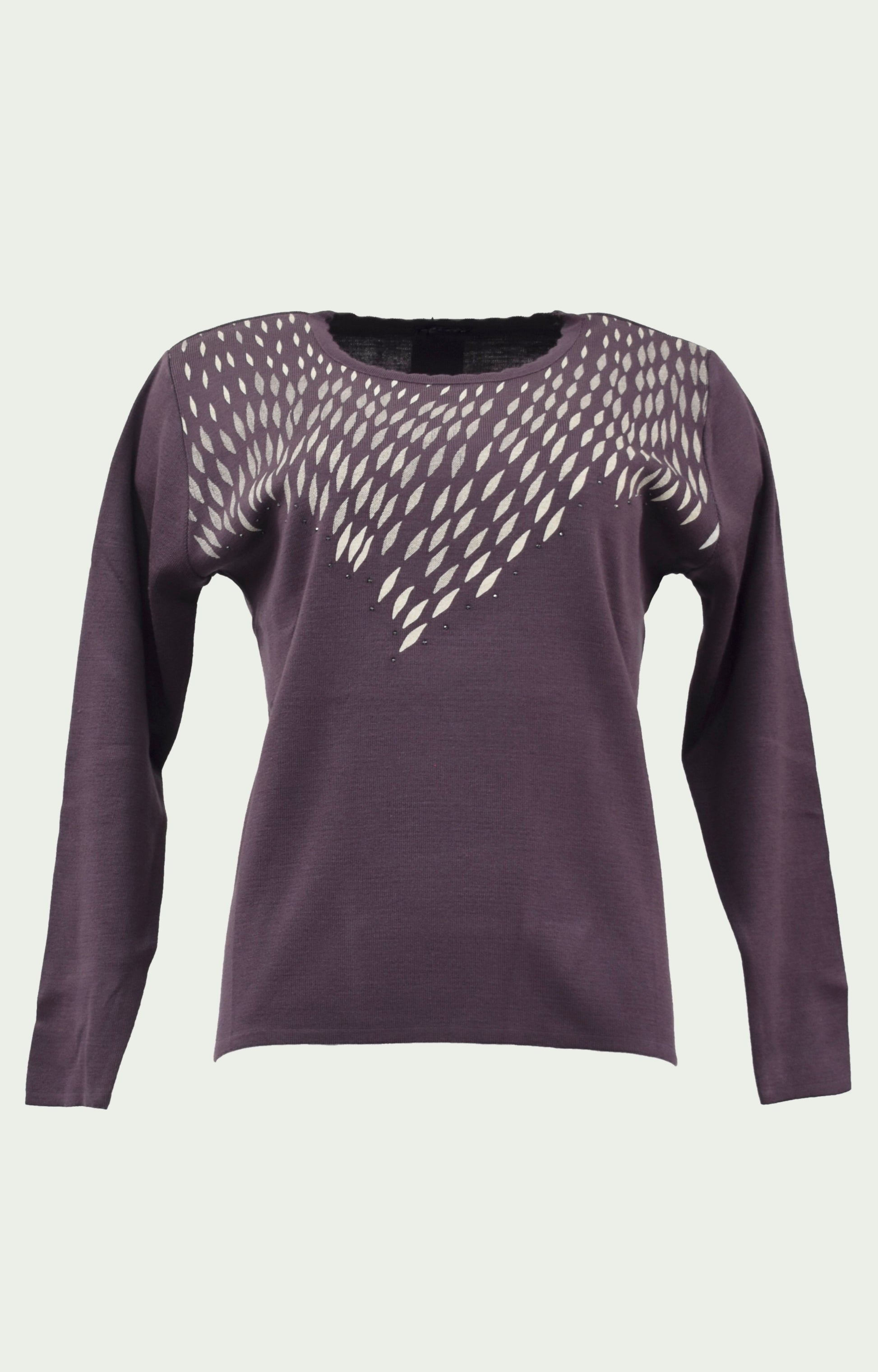Μπλούζα πλεκτή μωβ με φύλλα