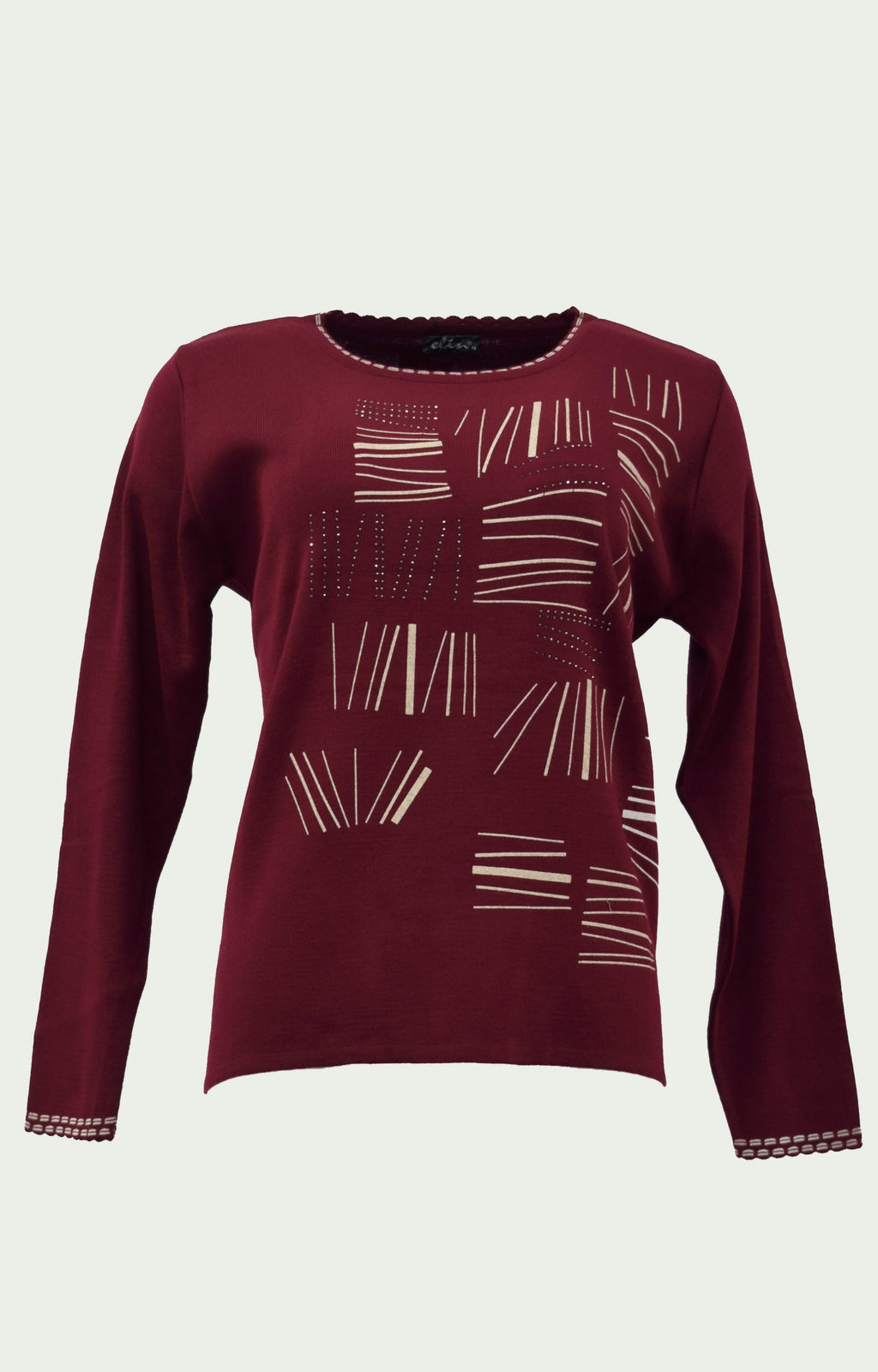 Μπλούζα πλεκτή γκρενά με γραμμές