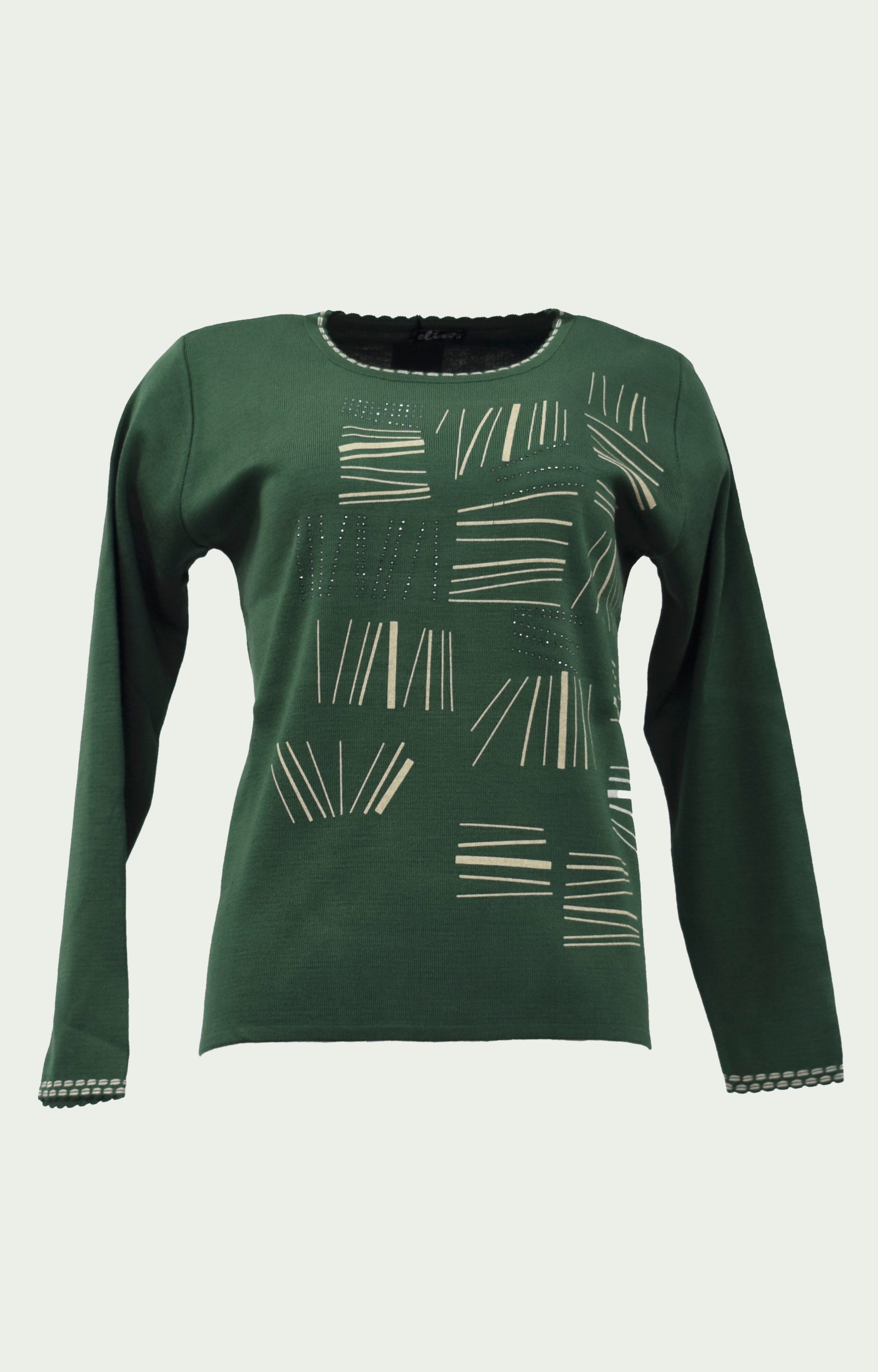 Μπλούζα πλεκτή πράσινη με φύλλα