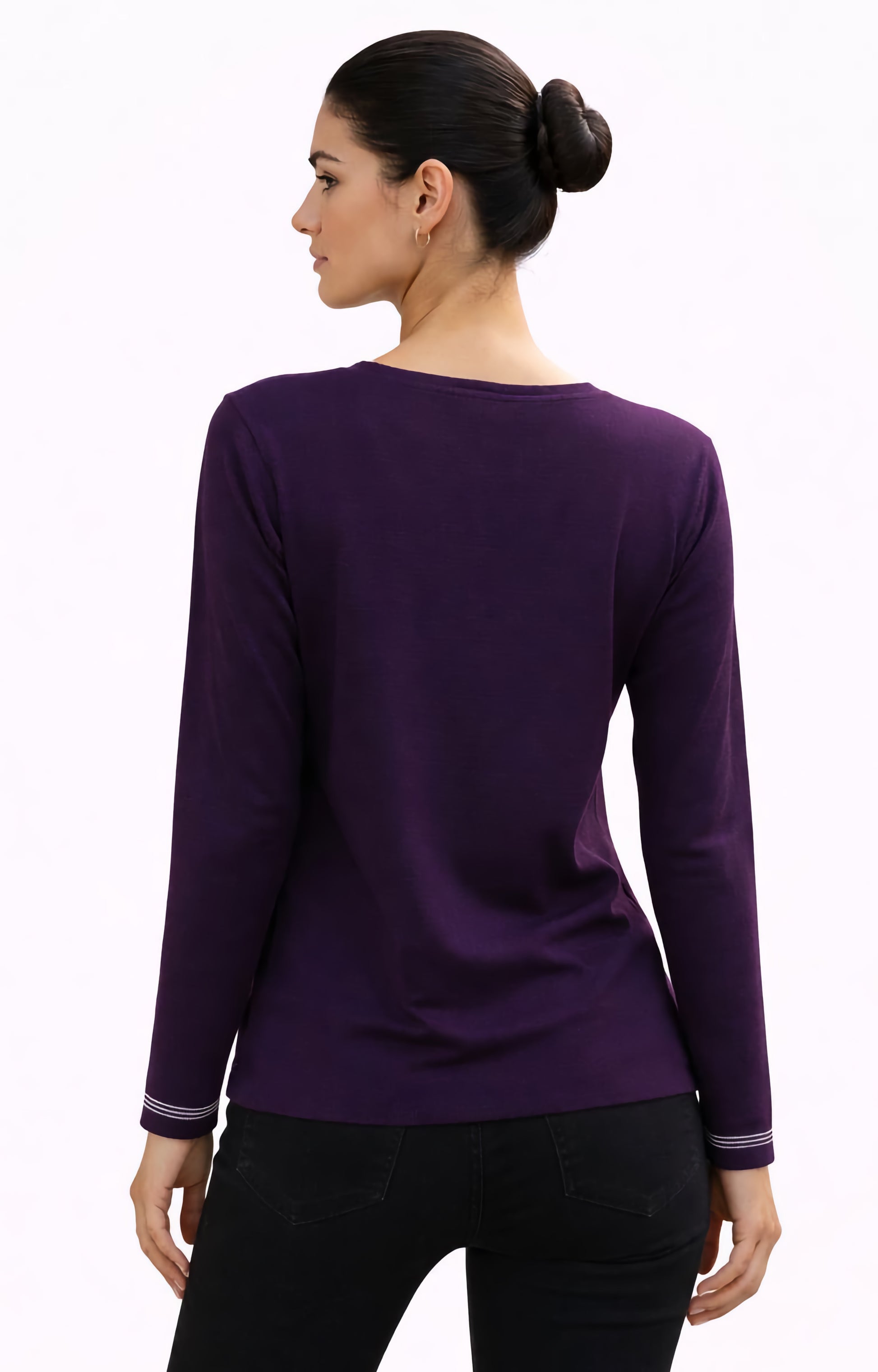 Μπλούζα πλεκτή μωβ με λουλούδι