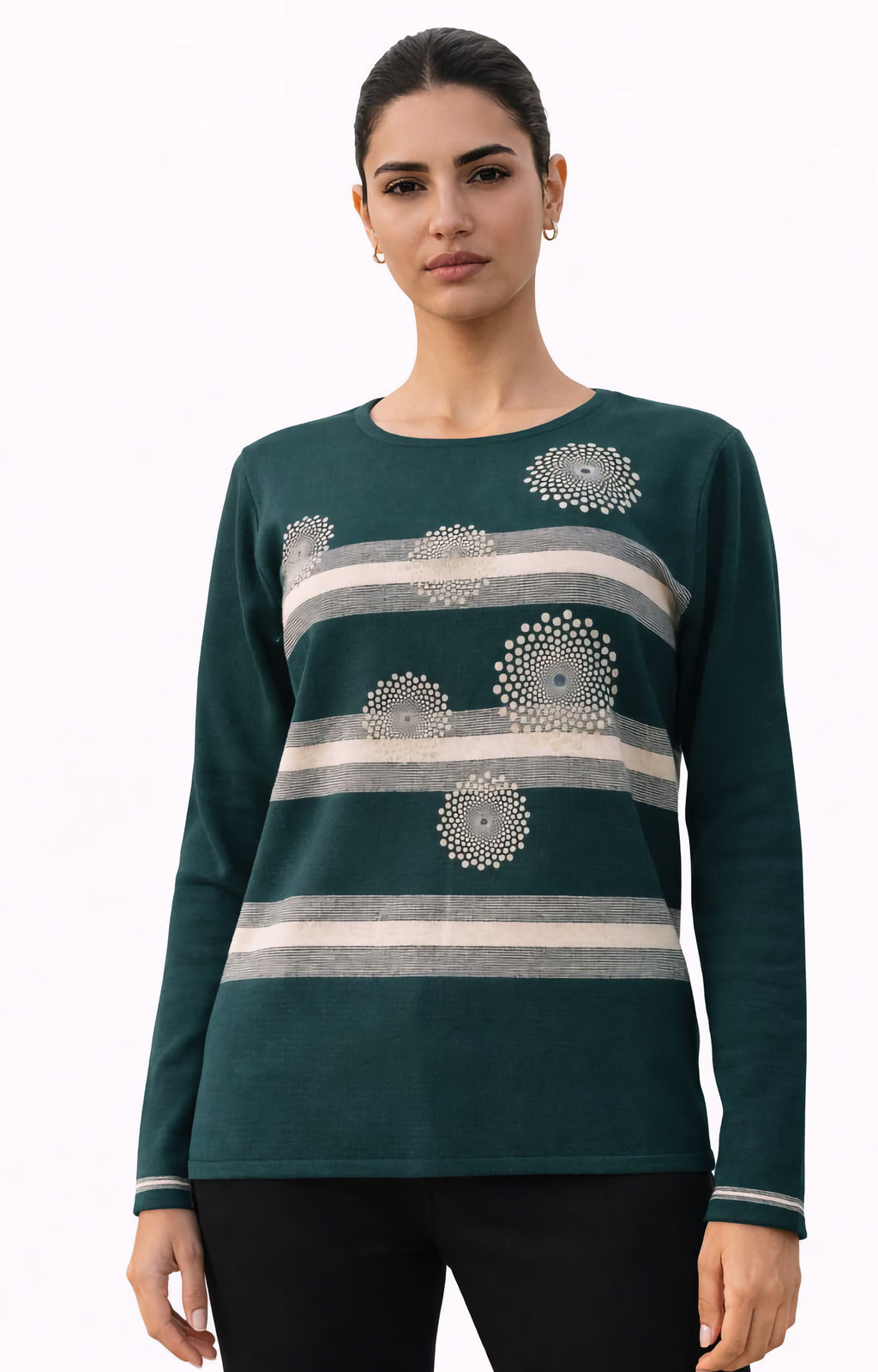 Μπλούζα πλεκτή πετρόλ με ρίγες