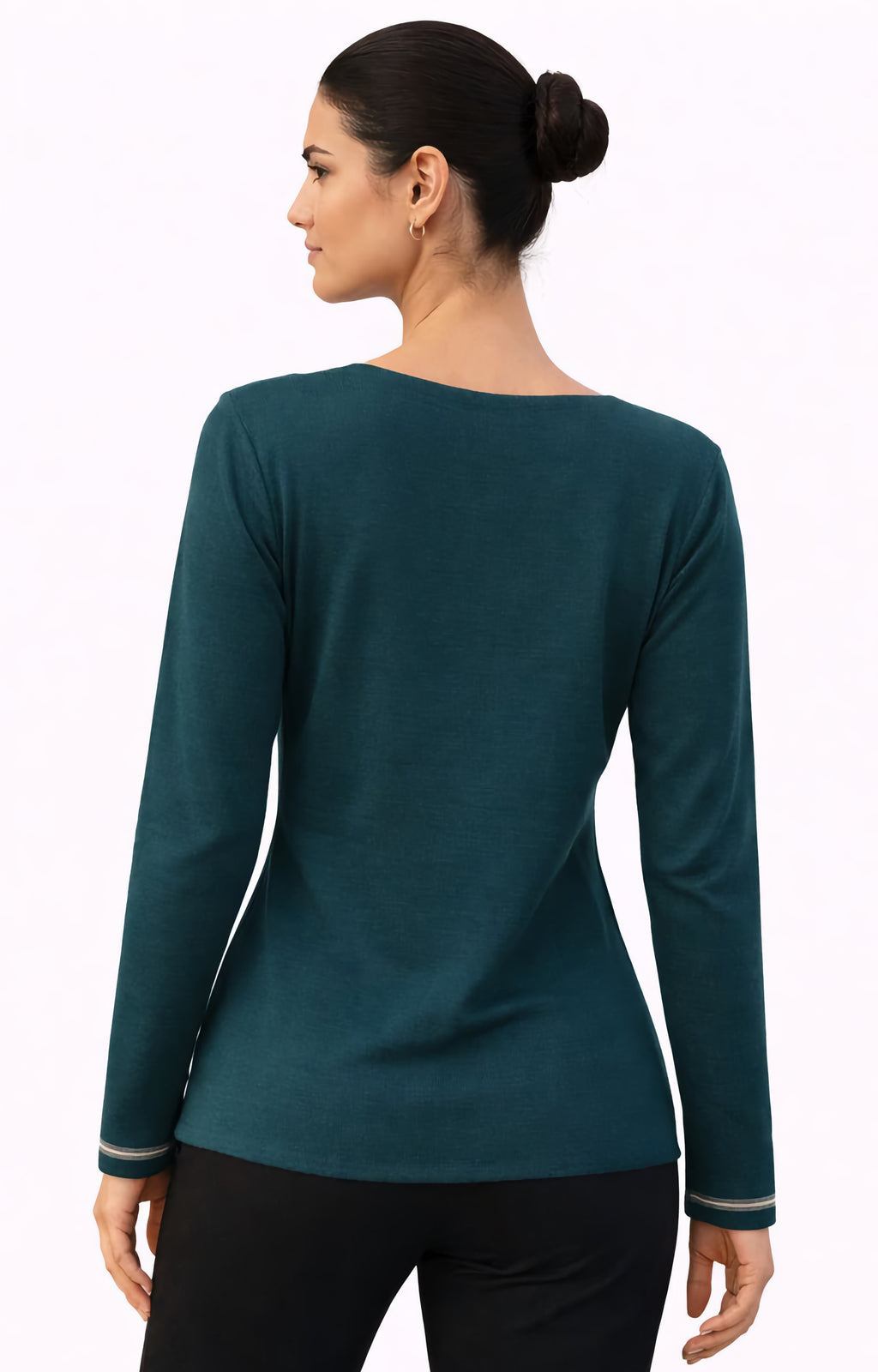 Μπλούζα πλεκτή πετρόλ με ρίγες