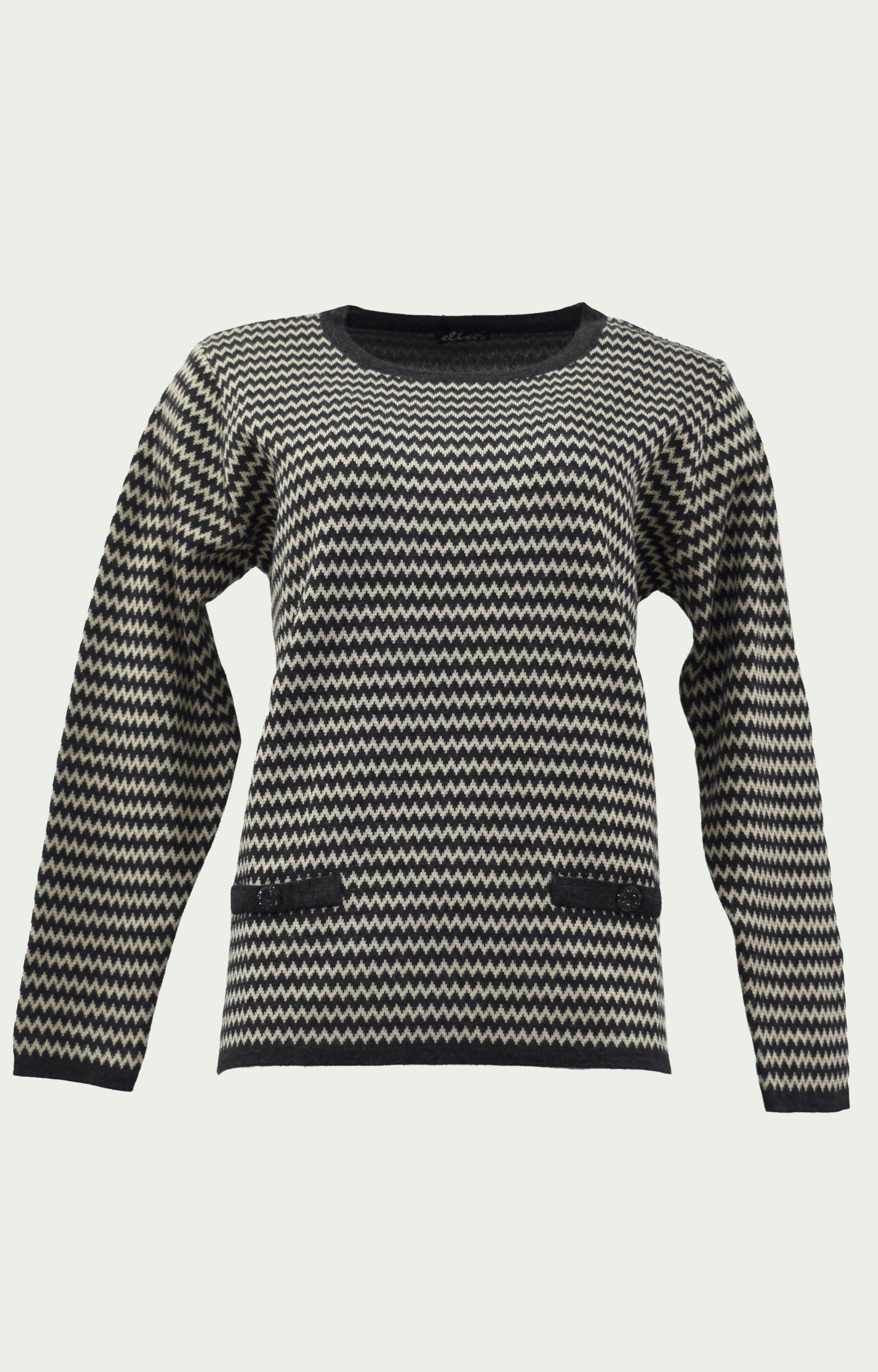 Μπλούζα πλεκτή ζακάρ γκρι εκρού