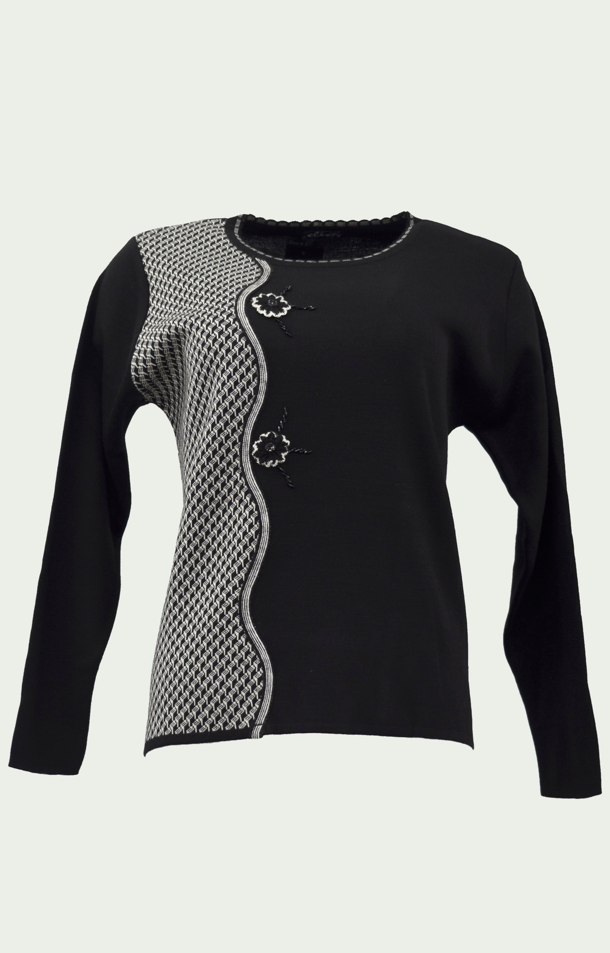 Μπλούζα πλεκτή μαυρόασπρη