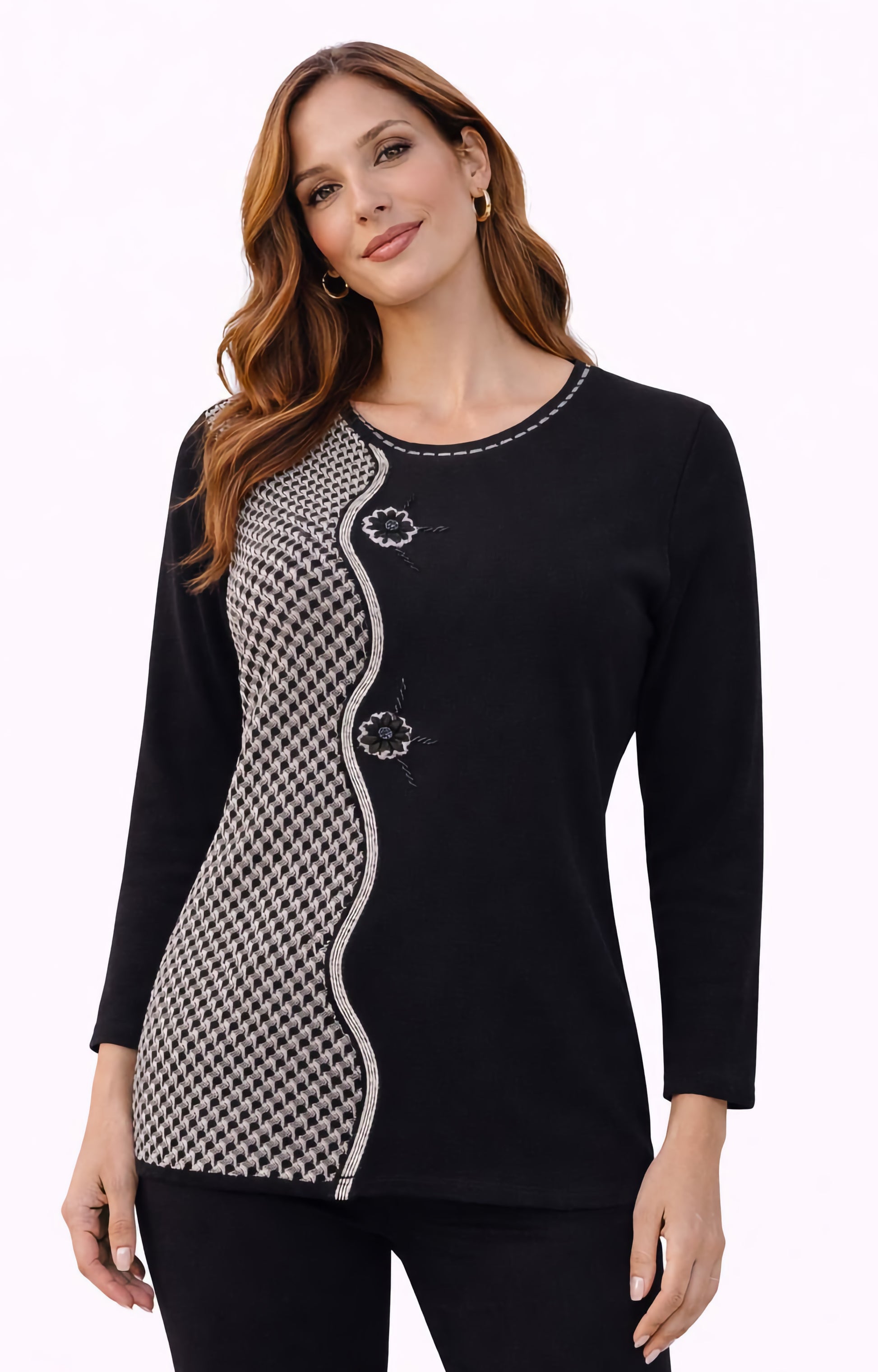 Μπλούζα πλεκτή μαυρόασπρη