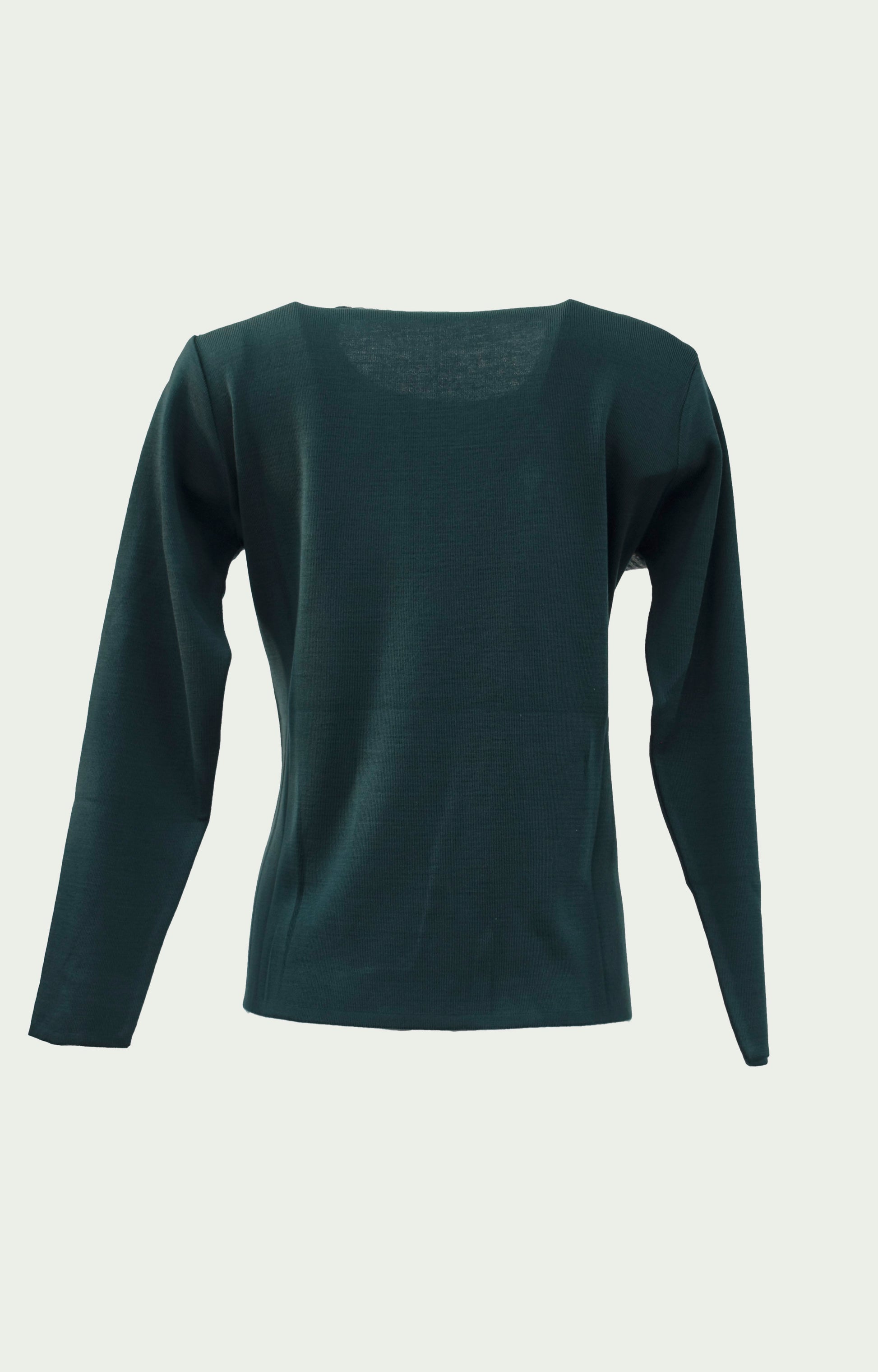 Μπλούζα πλεκτή πετρόλ με εκρού