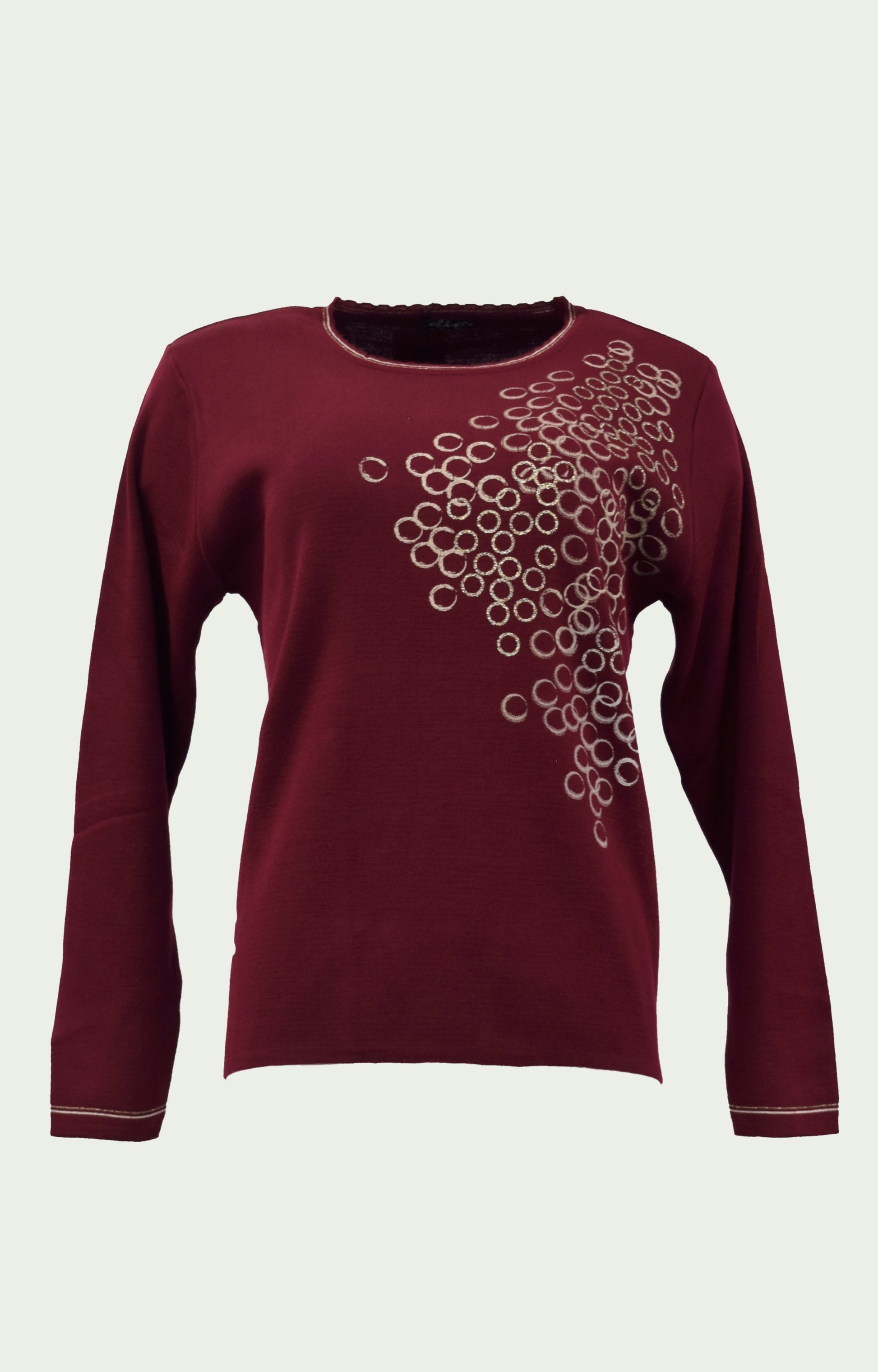 Μπλούζα πλεκτή γκρενά με χρυσά κυκλάκια