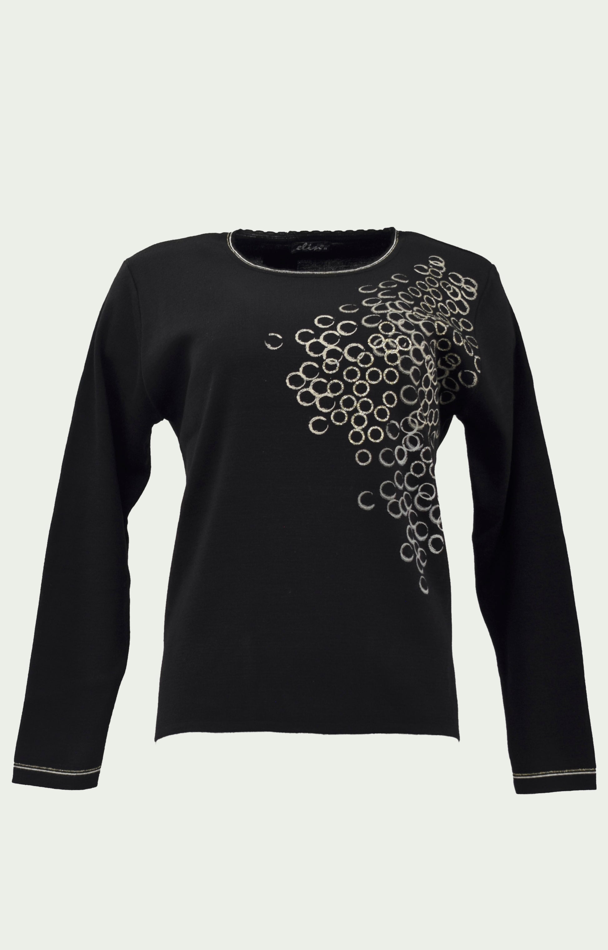 Μπλούζα πλεκτή μαύρη με χρυσά κυκλάκια