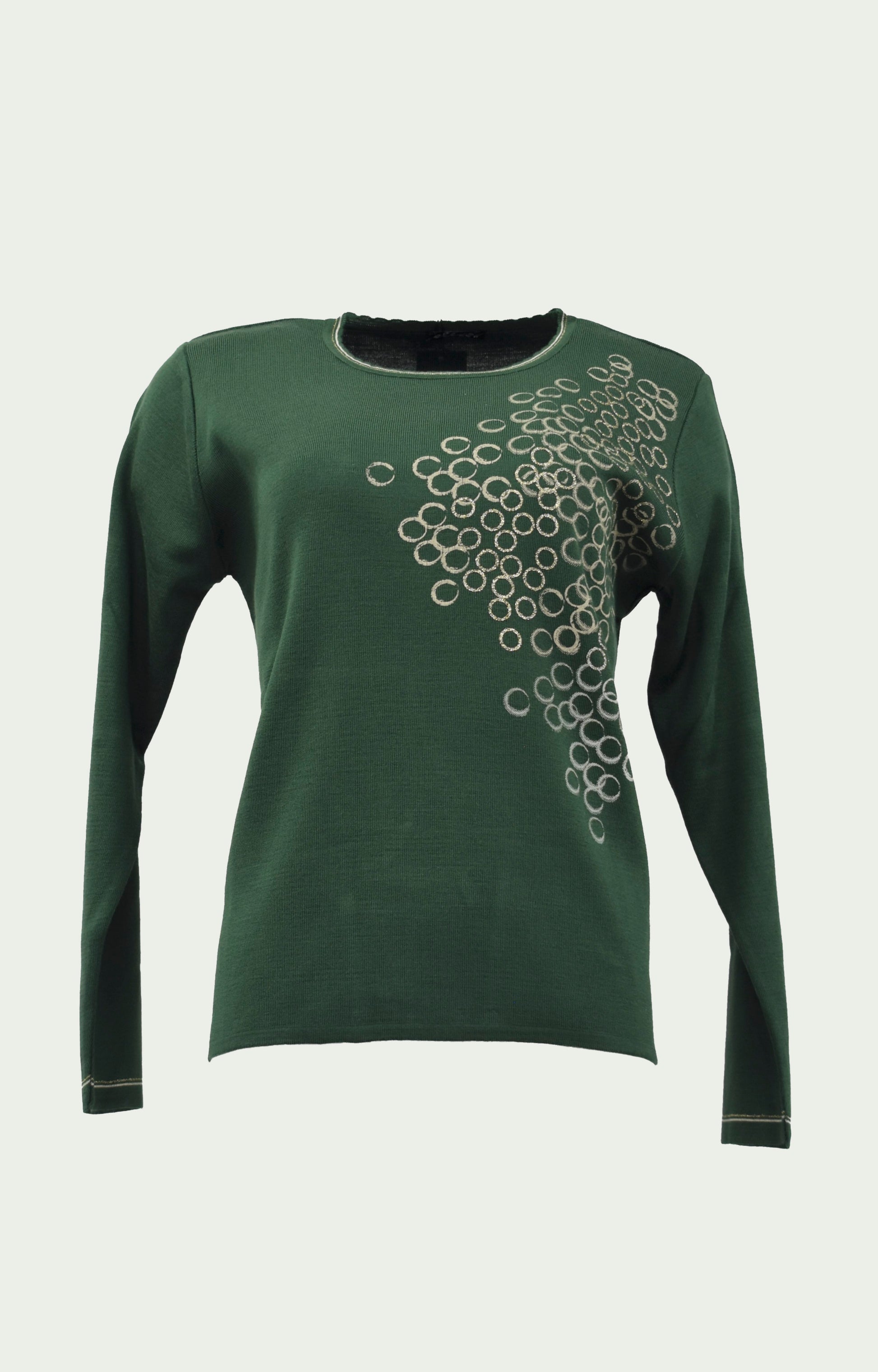 Μπλούζα πλεκτή πράσινη με χρυσά κυκλάκια