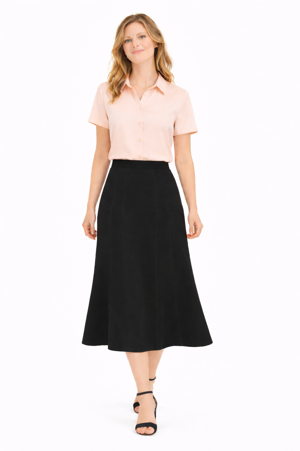 Φούστα κρεπ με φύλλα μαύρη