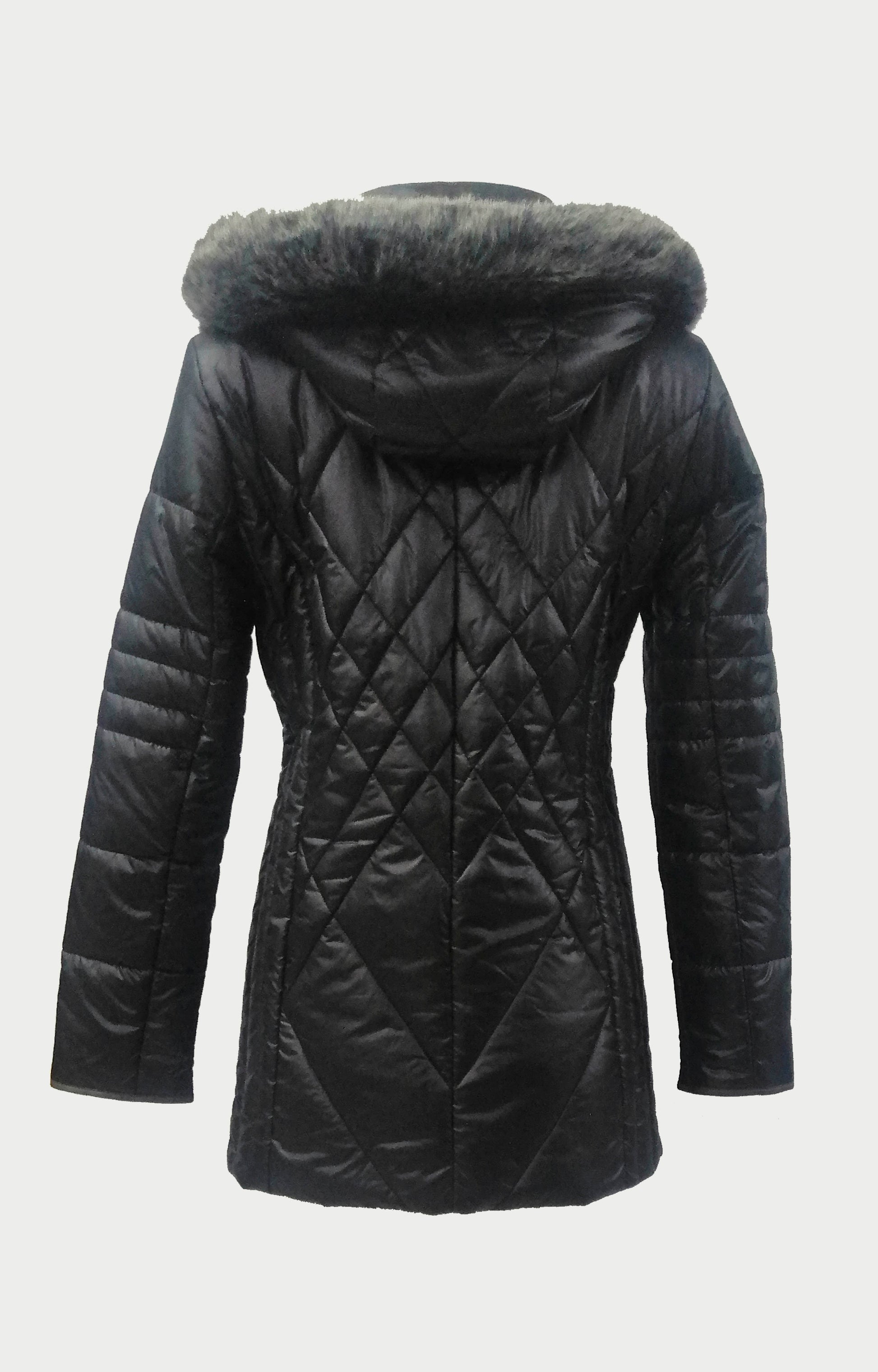 Μπουφάν μαύρο μακρύ με αποσπώμενη κουκούλα