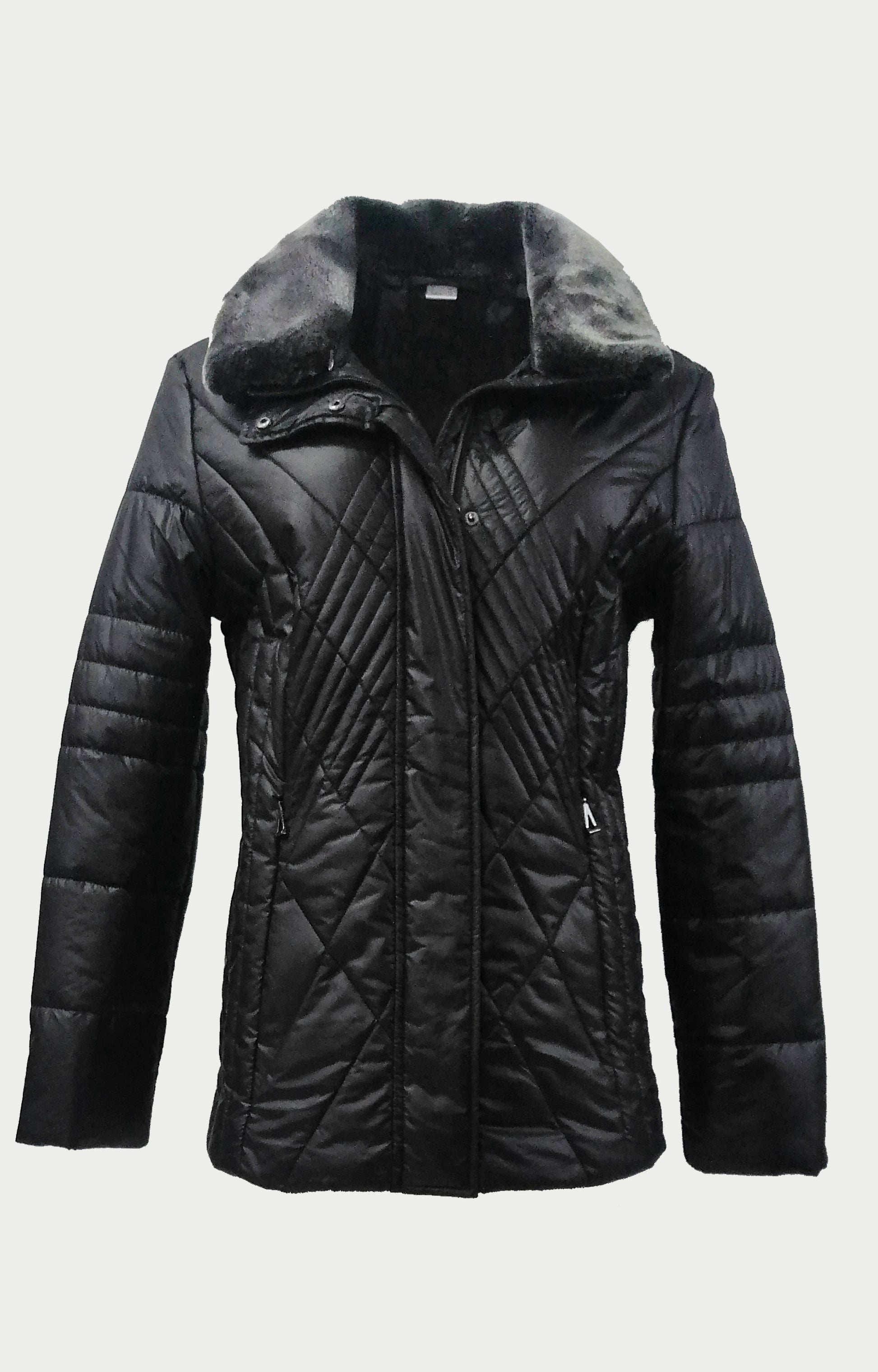 Μπουφάν μαύρο με αποσπώμενη γούνα