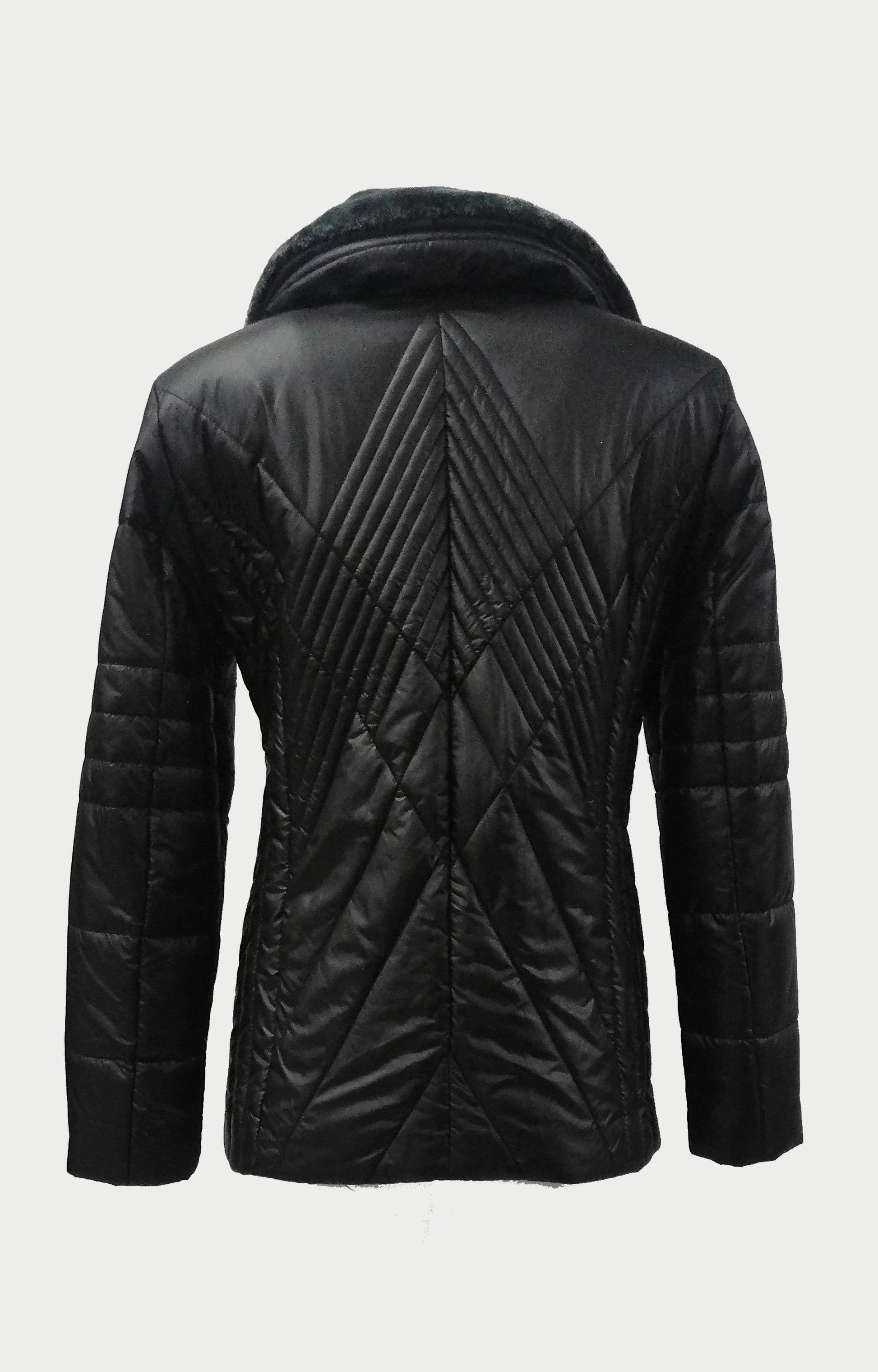 Μπουφάν μαύρο με αποσπώμενη γούνα