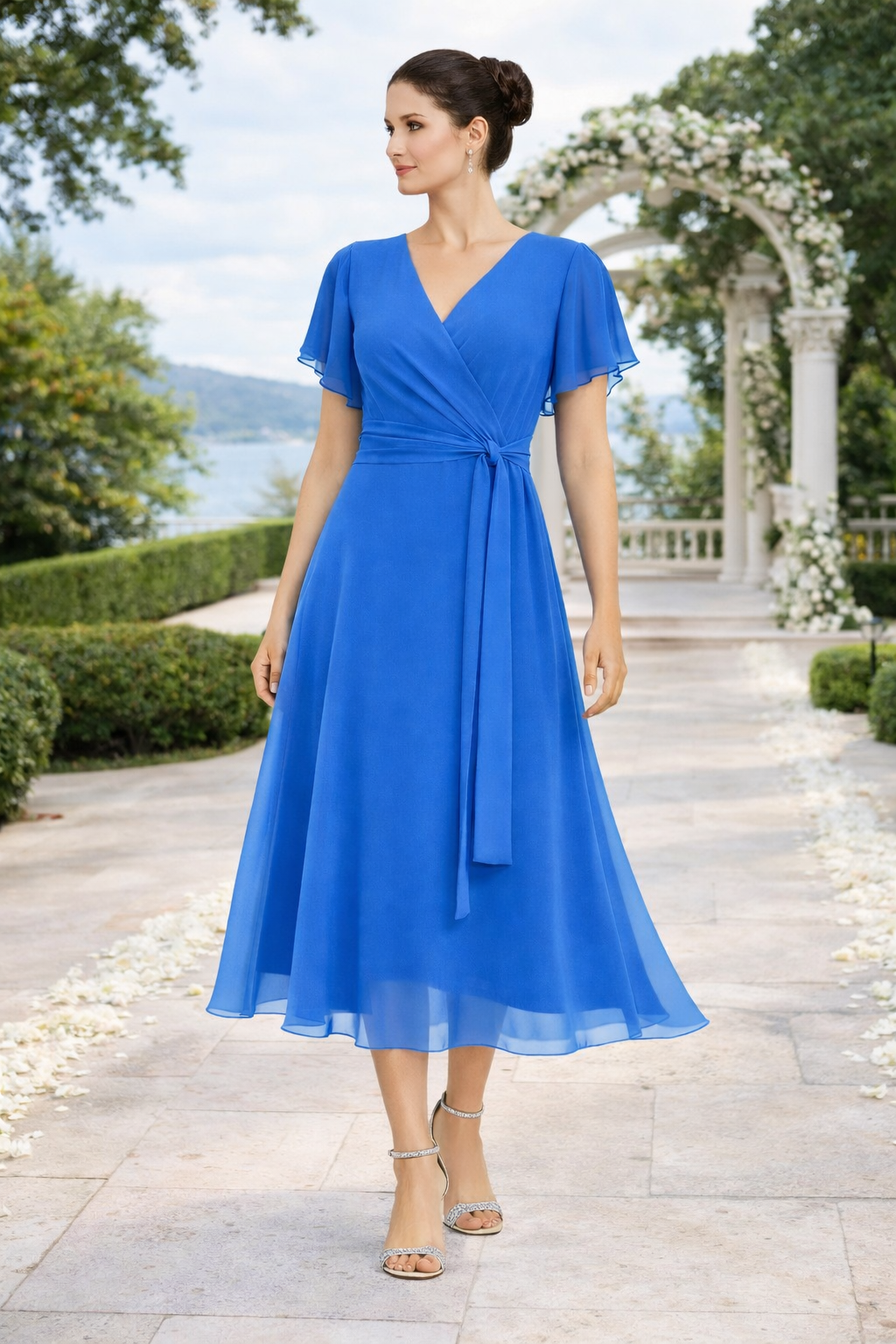 Φόρεμα ζορζέτα κρουαζέ ραφ