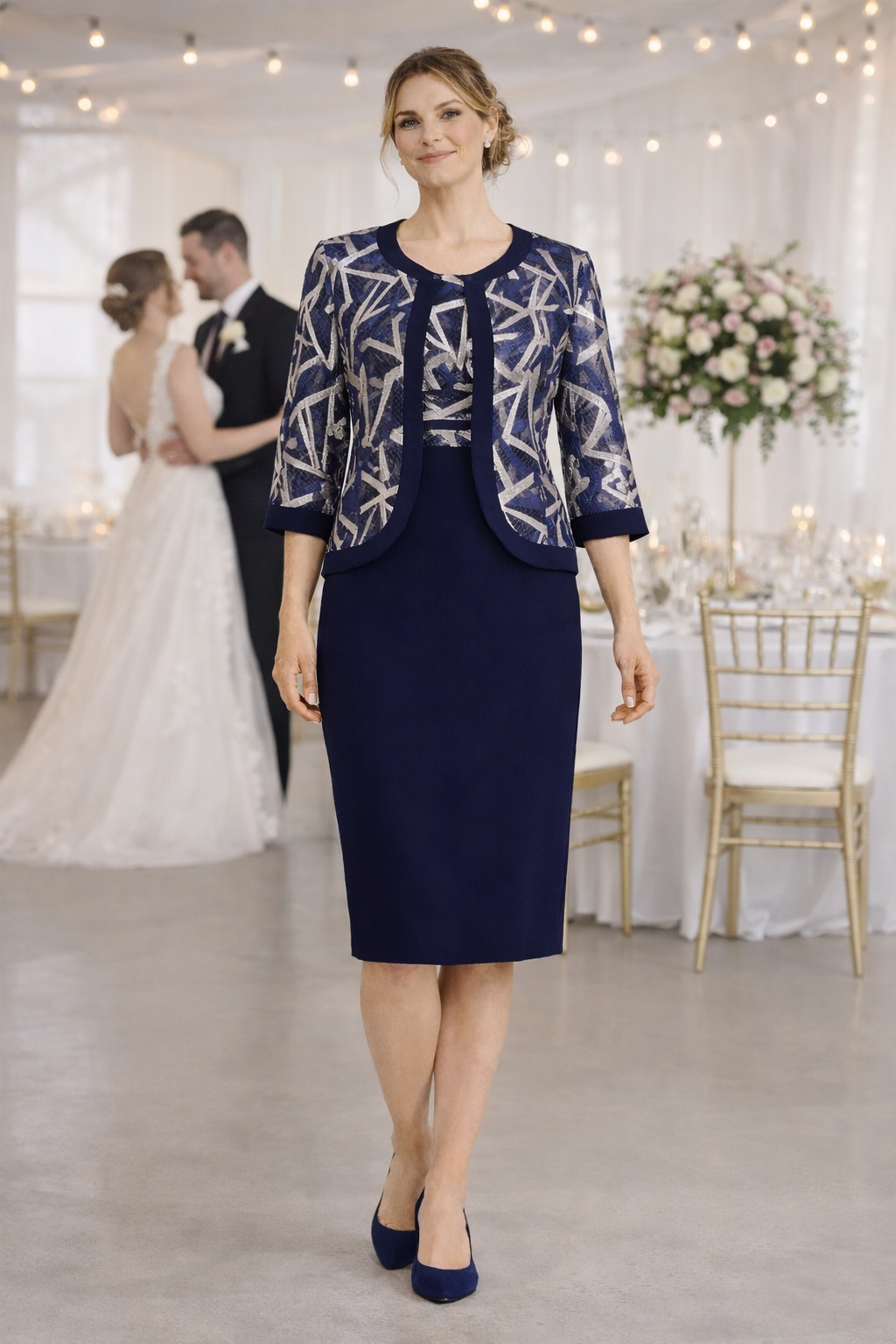 Σετ φόρεμα δαντέλα μπλε