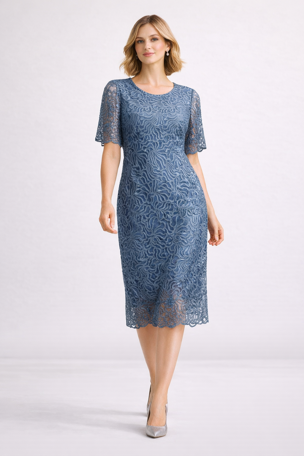 Φόρεμα δαντέλα πετρόλ