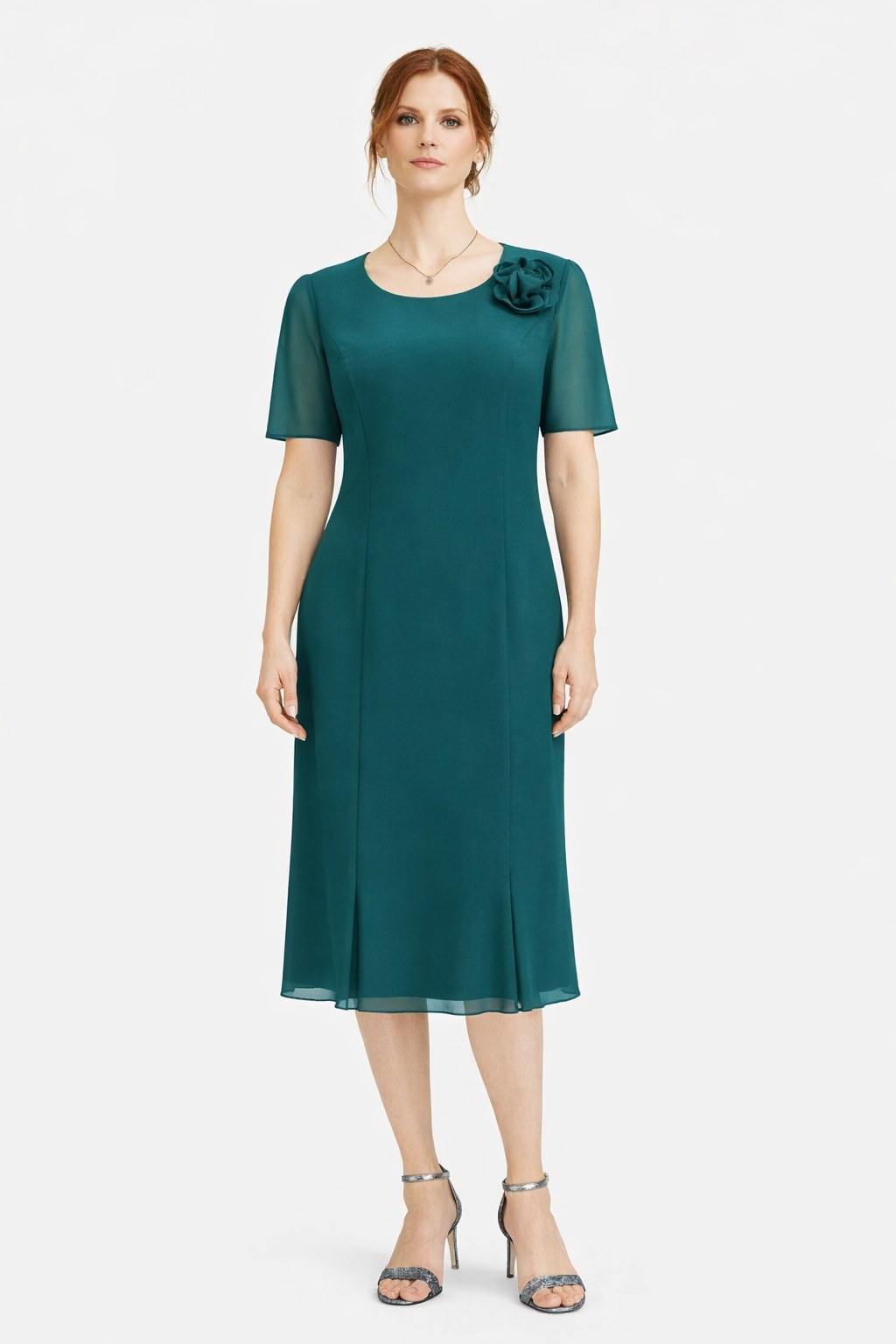 Φόρεμα ζορζέτα πετρόλ