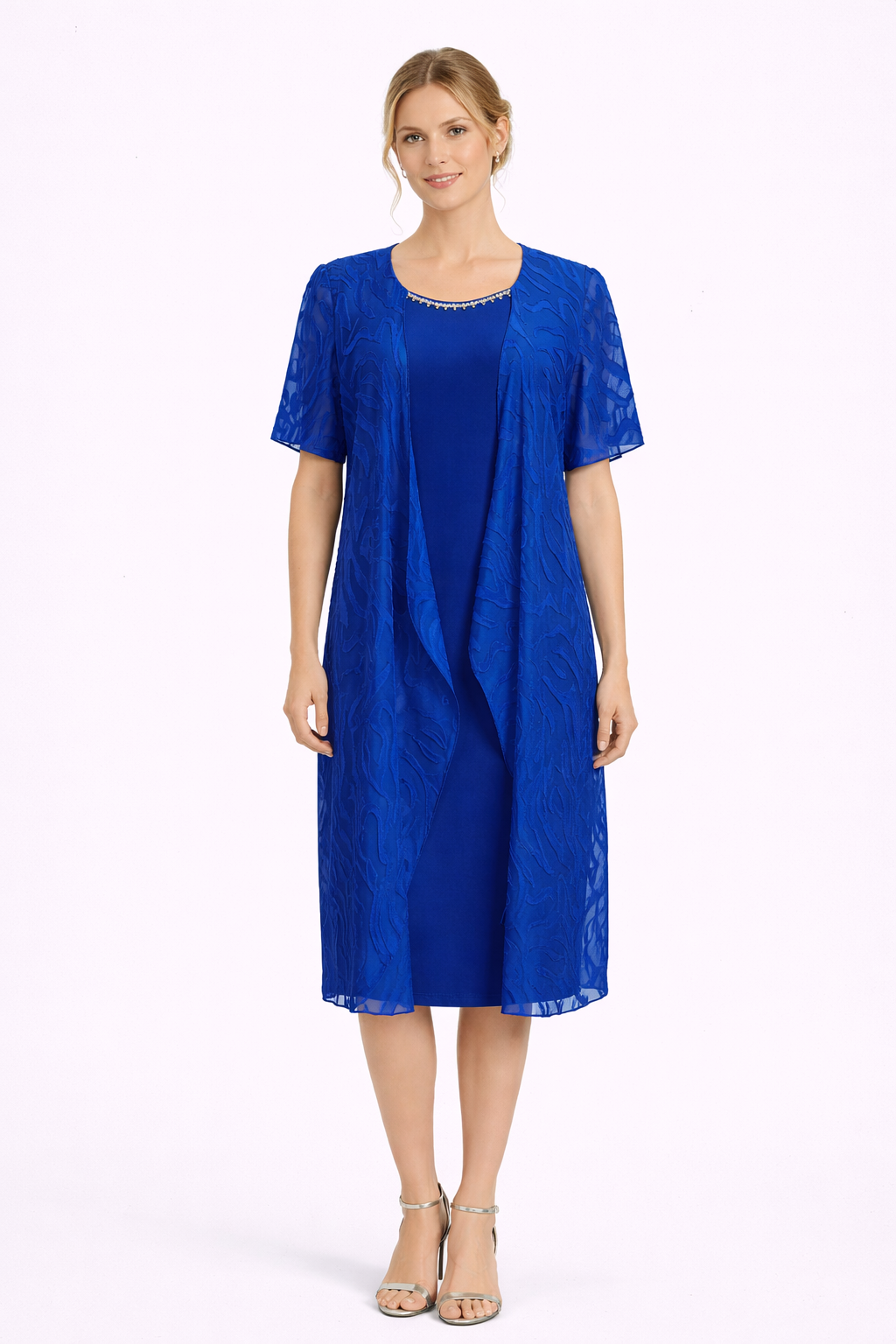 Φόρεμα μπλε ρουά με τουνίκ