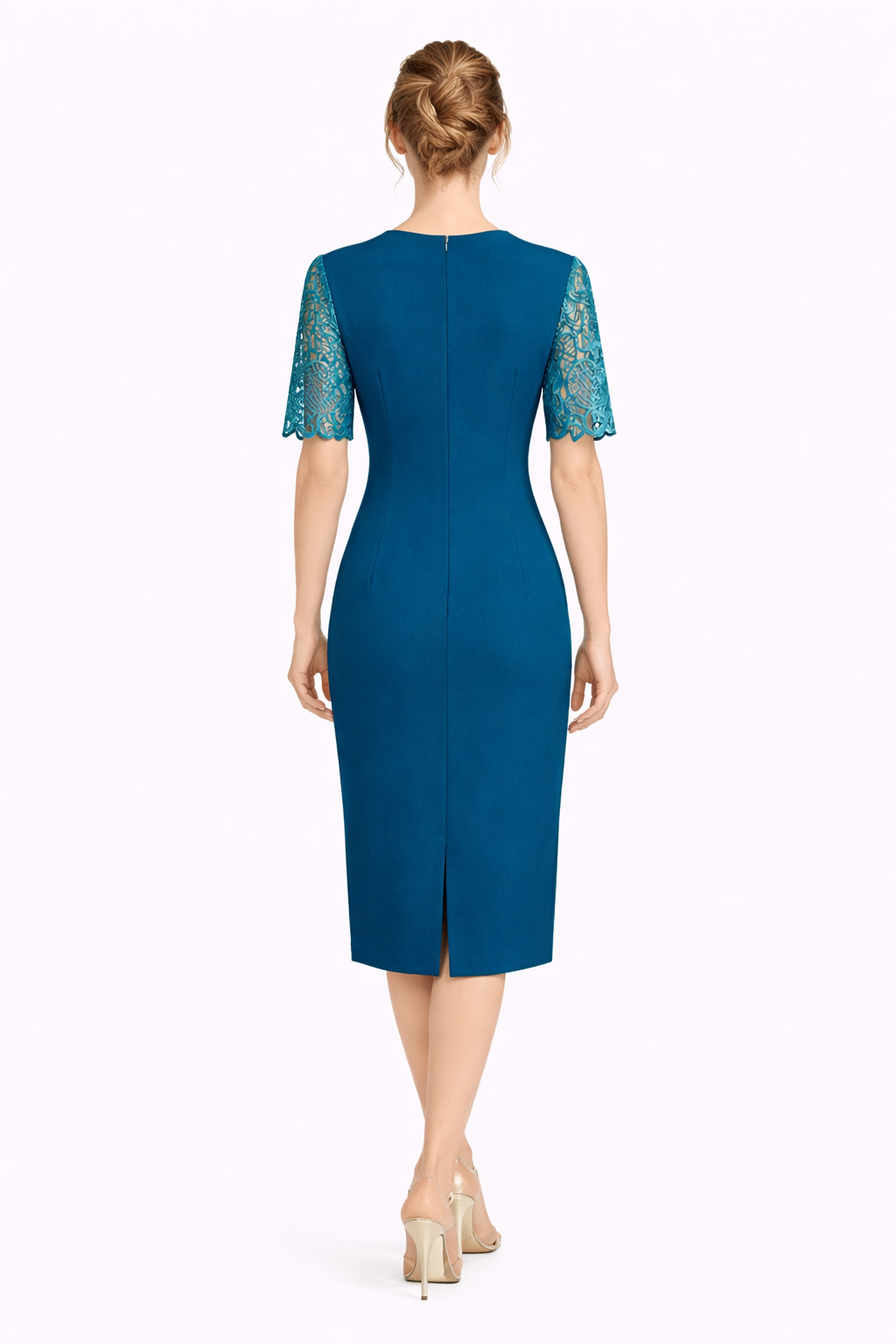 Φόρεμα  με δαντέλα πετρόλ