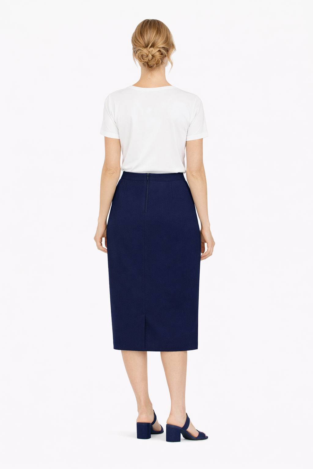 Φούστα κρεπ ίσια μπλε