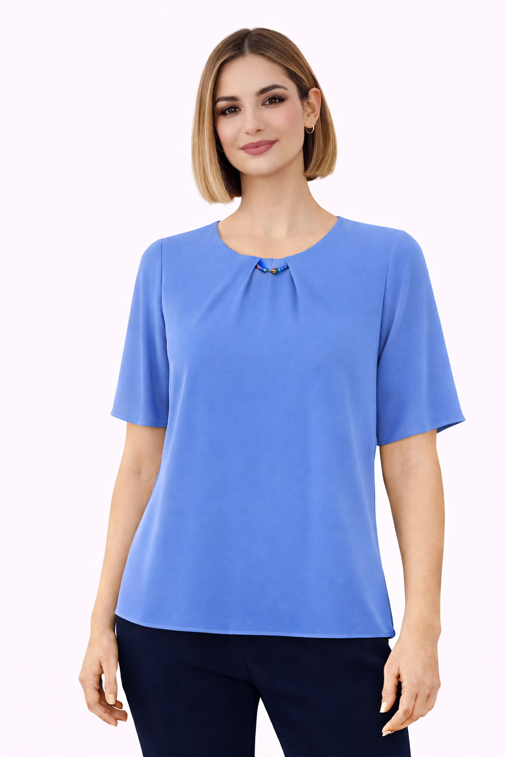 Μπλούζα ζορζέτα θαλασσί