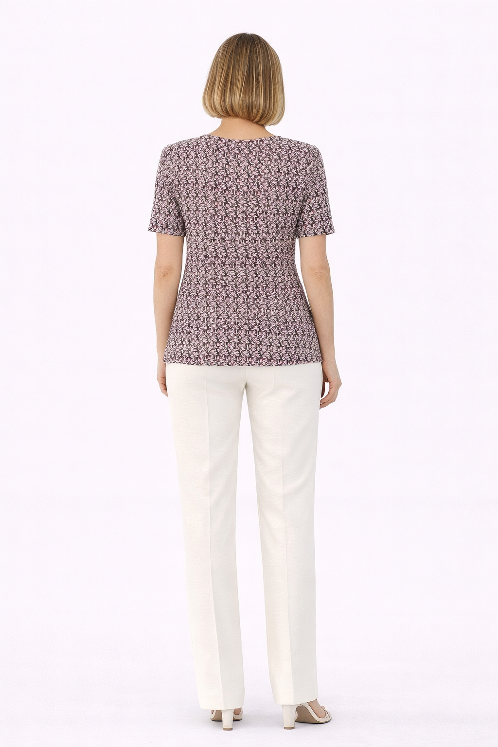 Μπλούζα ζορζέτα εμπριμέ ροζ