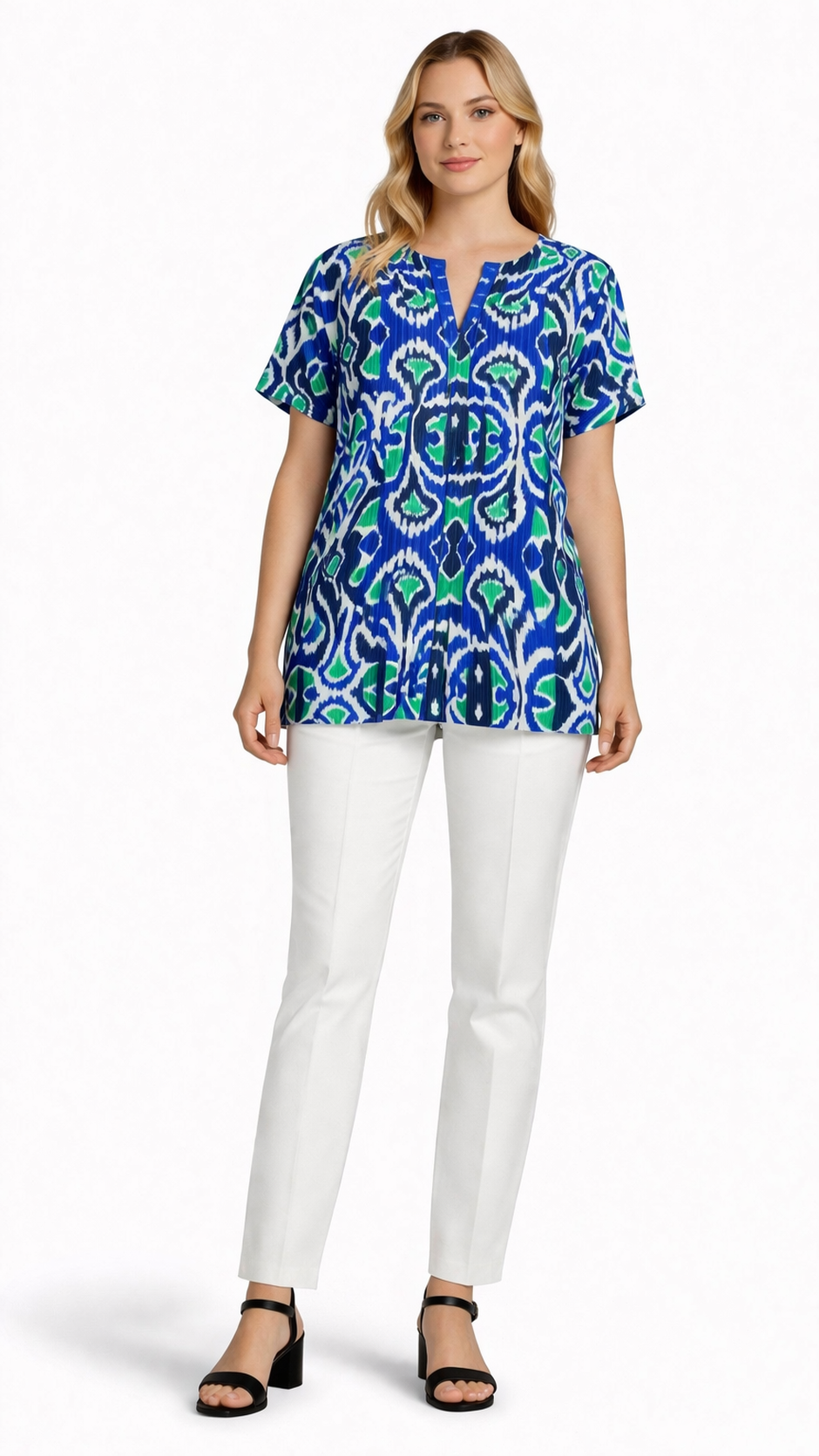 Μπλούζα ρεγιόν εμπριμέ μπλε