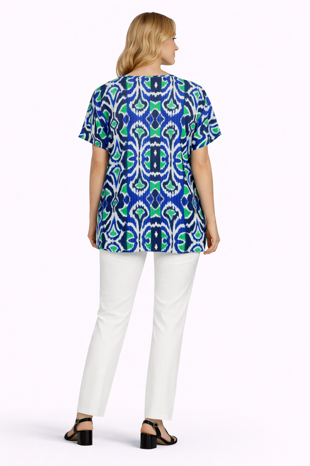 Μπλούζα ρεγιόν εμπριμέ μπλε