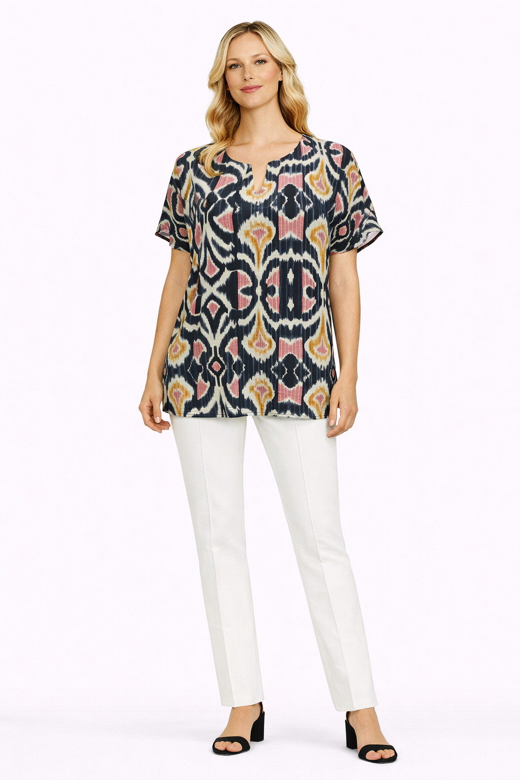 Μπλούζα ρεγιόν εμπριμέ μαύρο