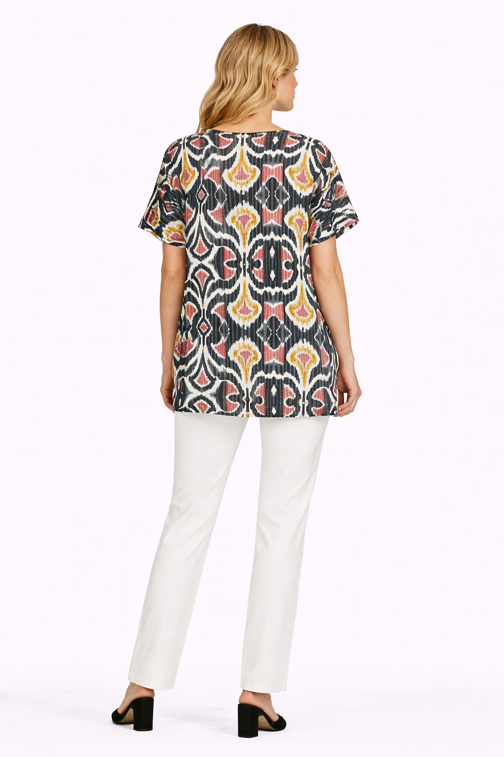 Μπλούζα ρεγιόν εμπριμέ μαύρο