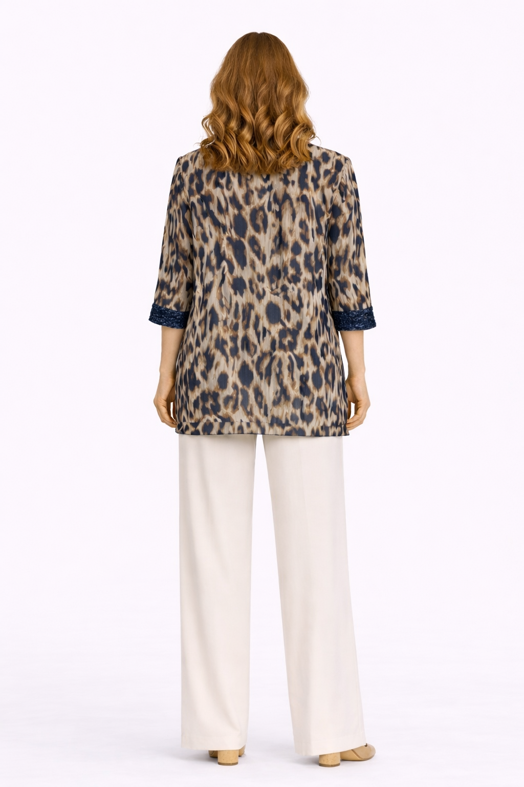 Μπλούζα ζορζέτα εμπριμέ μπλε