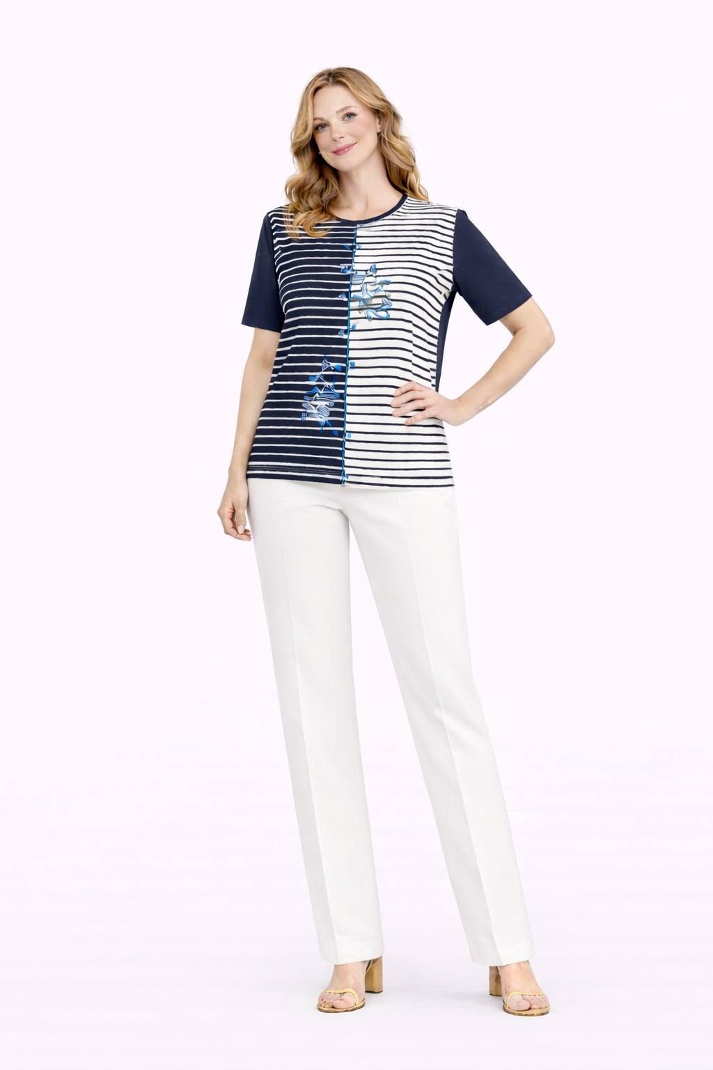 Μπλούζα βισκόζ με ρίγες μπλε